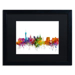Trademark Fine Art ''Las Vegas Nevada Skyline'' by Michael Tompsett 16" x 20" Black Matted Black Frame (MT0582-B1620BMF)
