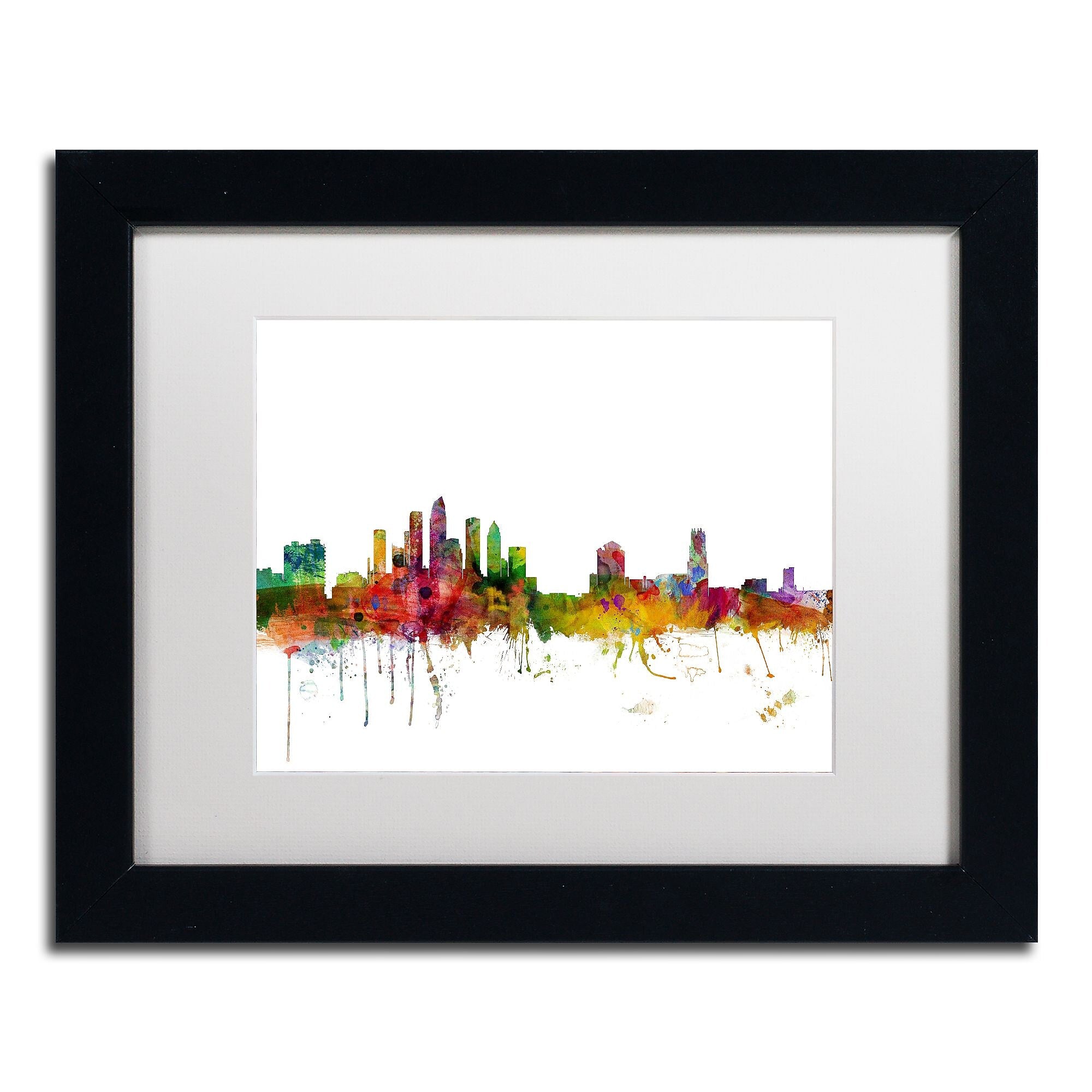 Trademark Fine Art ''Tampa Florida Skyline'' by Michael Tompsett 11" x 14" White Matted Black Frame (MT0584-B1114MF)