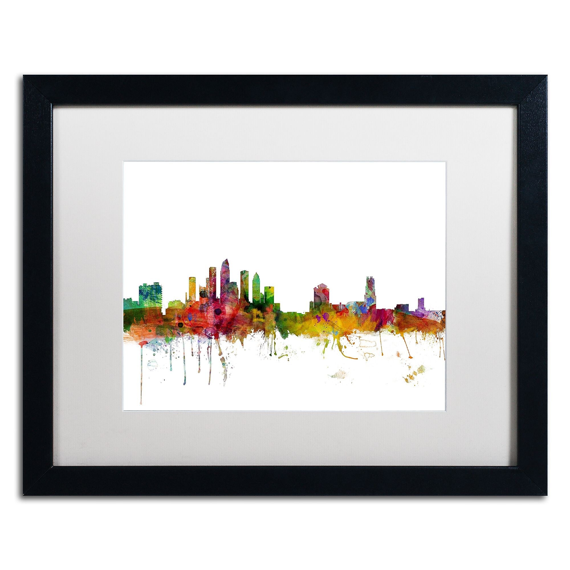 Trademark Fine Art ''Tampa Florida Skyline'' by Michael Tompsett 16" x 20" White Matted Black Frame (MT0584-B1620MF)