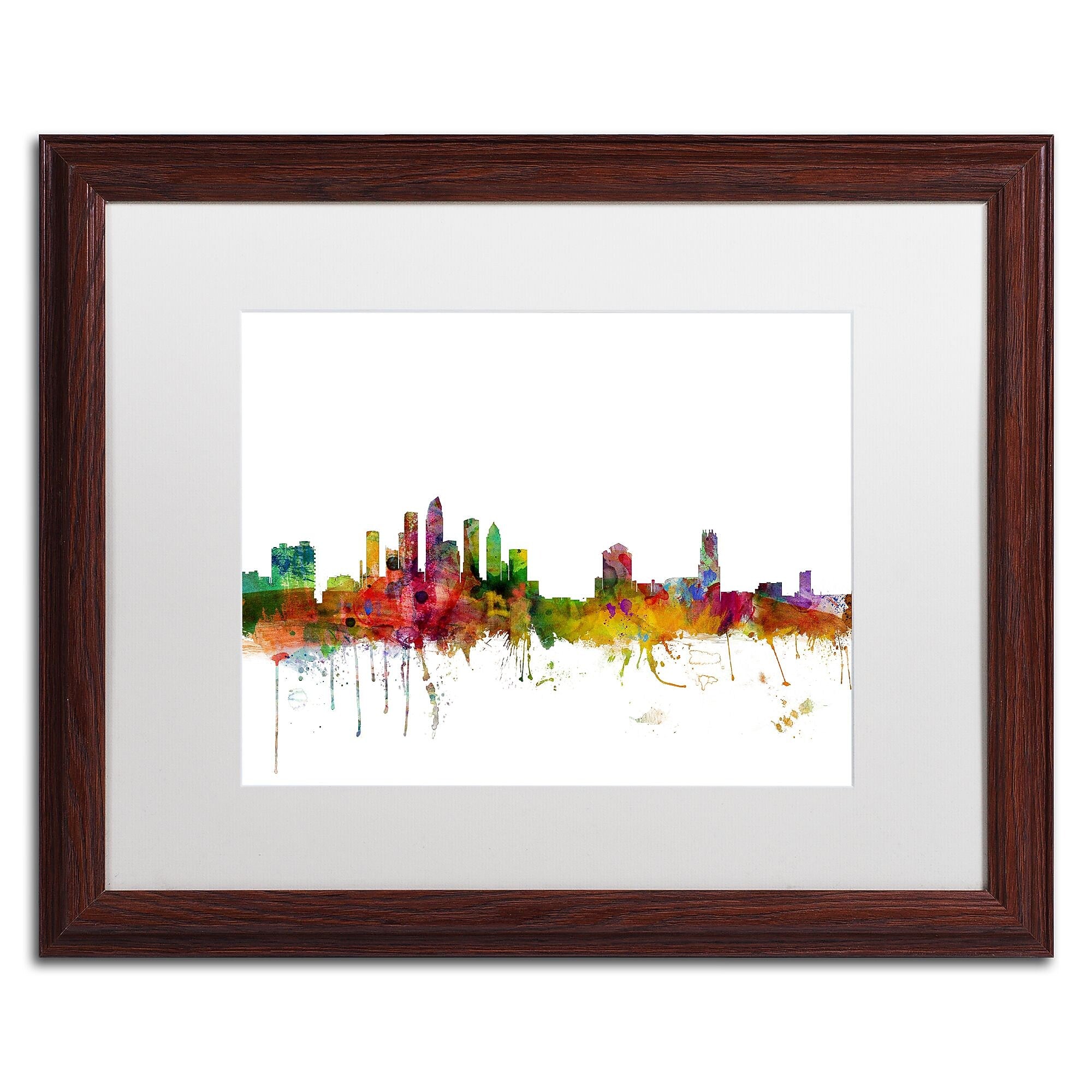 Trademark Fine Art ''Tampa Florida Skyline'' by Michael Tompsett 16" x 20" White Matted Wood Frame (MT0584-W1620MF)