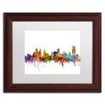 Trademark Fine Art ''Buffalo New York Skyline'' by Michael Tompsett 11" x 14" White Matted Wood Frame (MT0585-W1114MF)