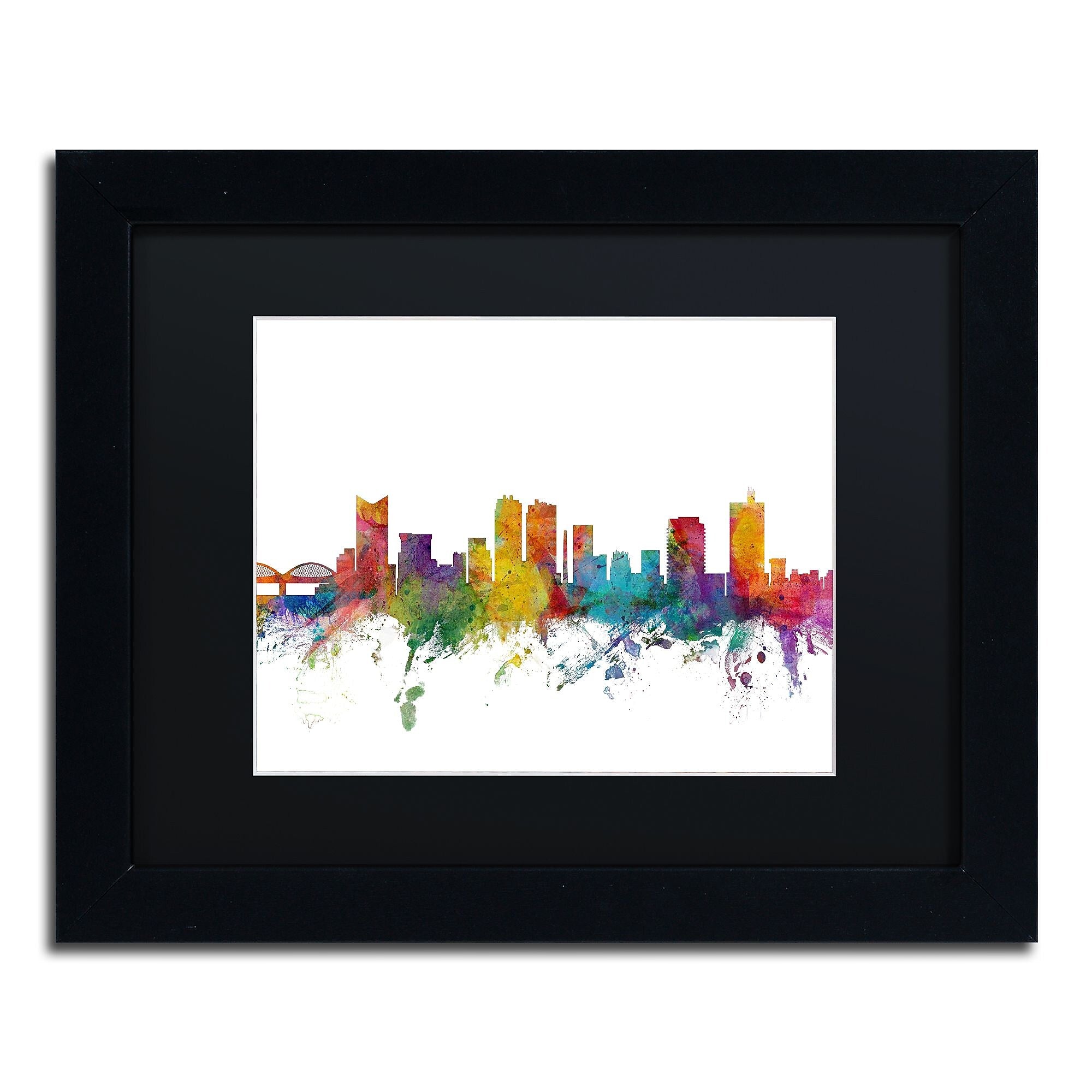 Trademark Fine Art ''Fort Worth Texas Skyline'' by Michael Tompsett 11" x 14" Black Matted Black Frame (MT0586-B1114BMF)