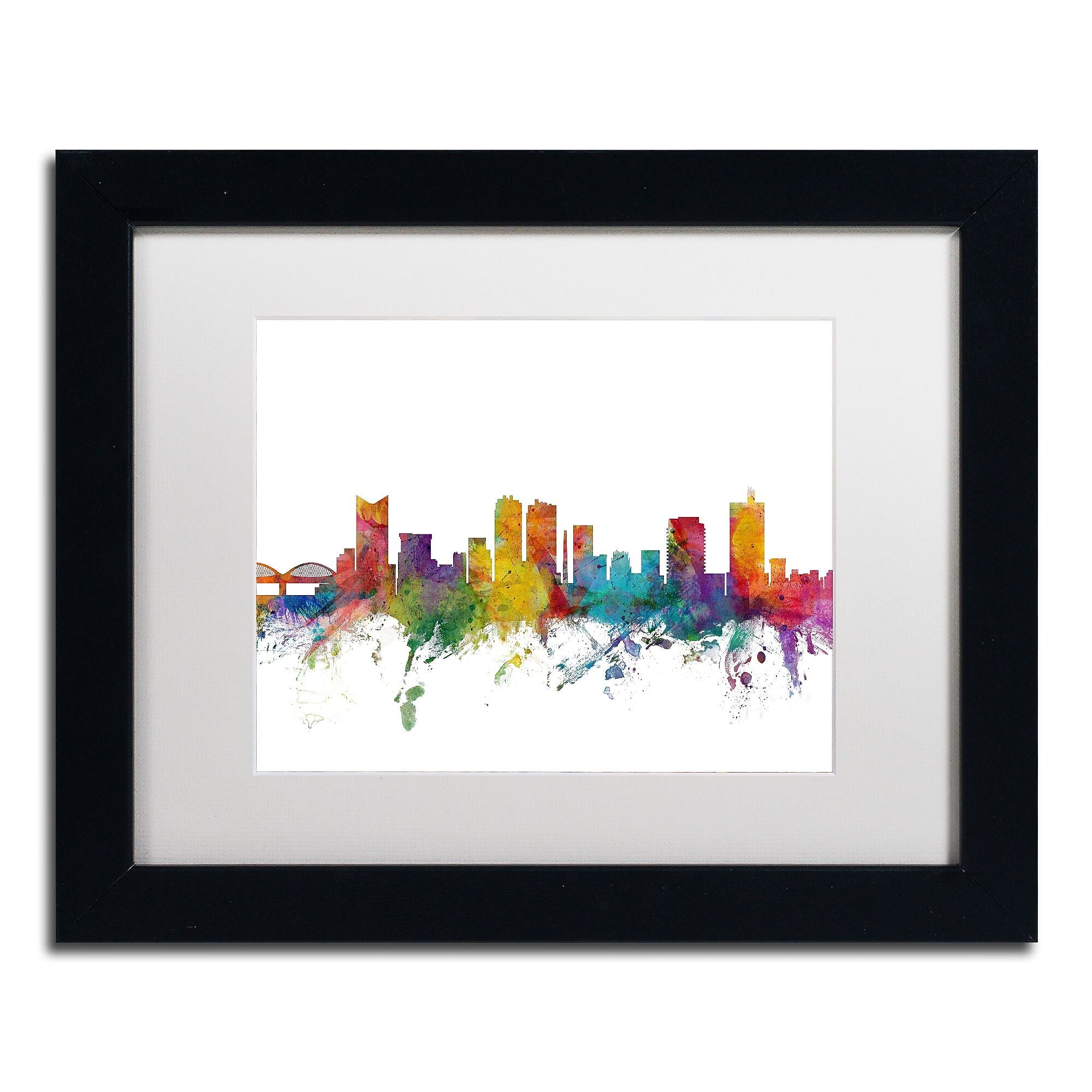 Trademark Fine Art ''Fort Worth Texas Skyline'' by Michael Tompsett 11" x 14" White Matted Black Frame (MT0586-B1114MF)