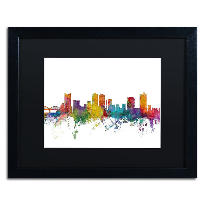 Trademark Fine Art ''Fort Worth Texas Skyline'' by Michael Tompsett 16" x 20" Black Matted Black Frame (MT0586-B1620BMF)