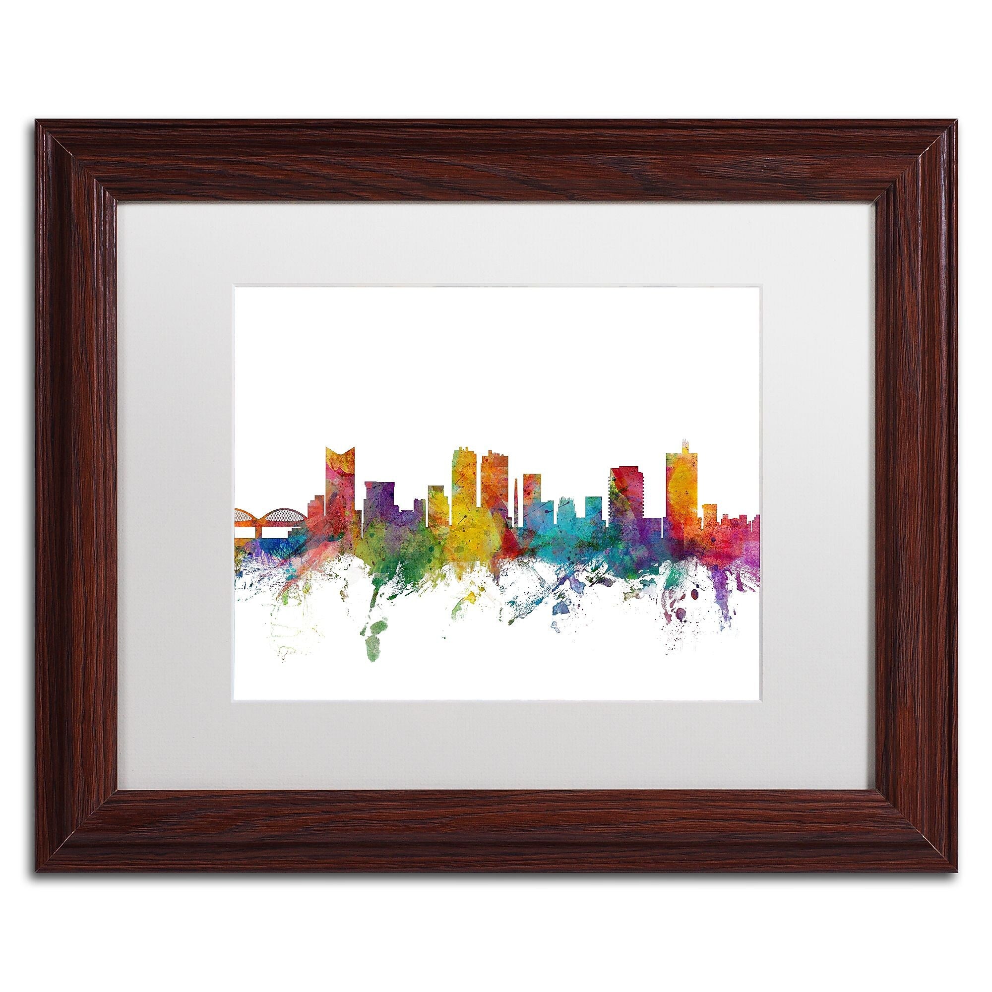Trademark Fine Art ''Fort Worth Texas Skyline'' by Michael Tompsett 11" x 14" White Matted Wood Frame (MT0586-W1114MF)