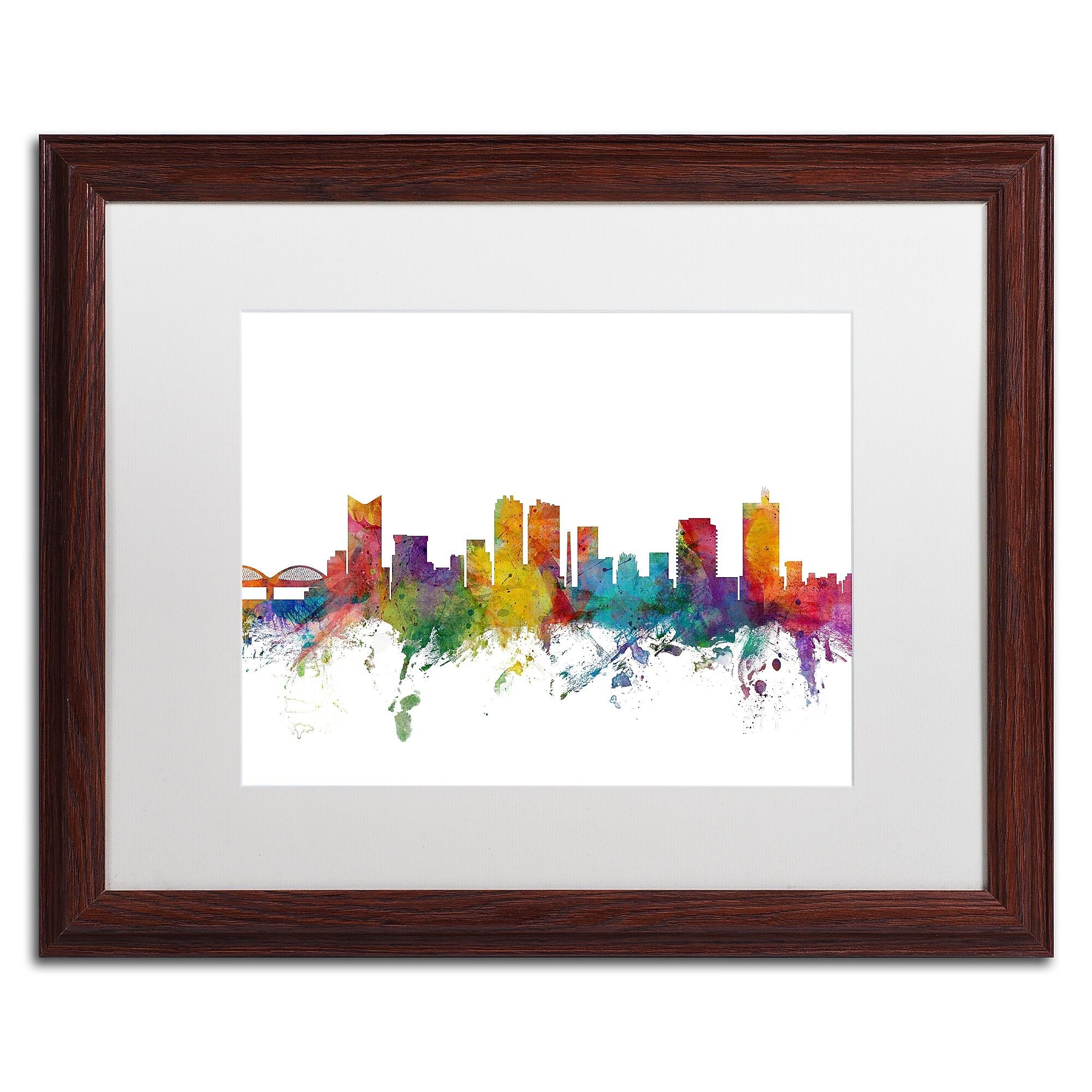 Trademark Fine Art ''Fort Worth Texas Skyline'' by Michael Tompsett 16" x 20" White Matted Wood Frame (MT0586-W1620MF)