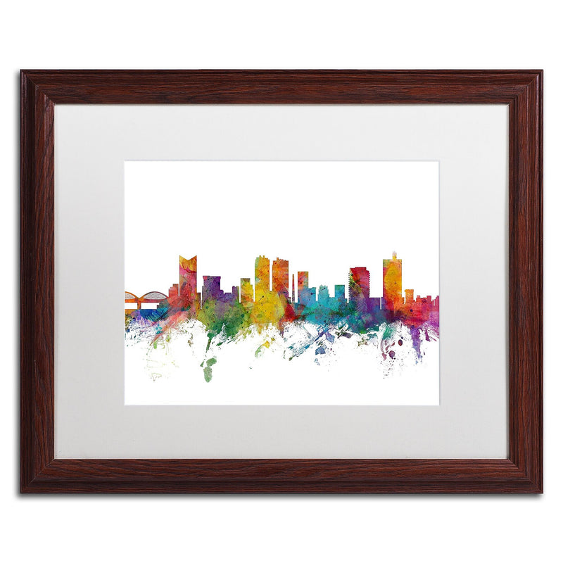 Trademark Fine Art ''Fort Worth Texas Skyline'' by Michael Tompsett 16" x 20" White Matted Wood Frame (MT0586-W1620MF)