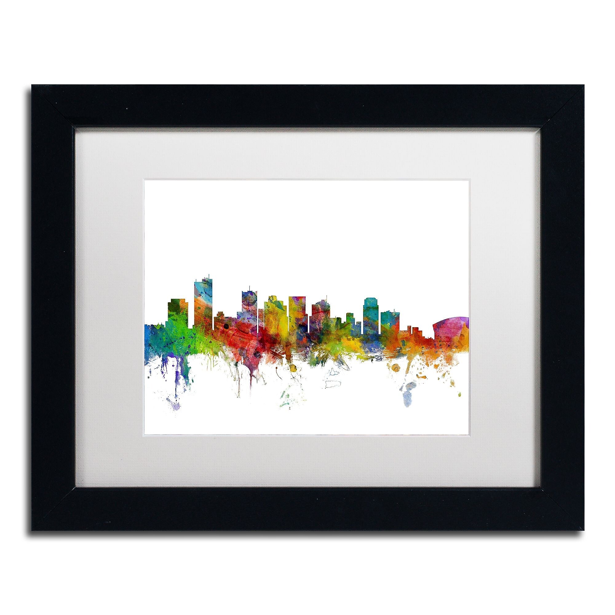 Trademark Fine Art ''Phoenix Arizona Skyline'' by Michael Tompsett 11" x 14" White Matted Black Frame (MT0587-B1114MF)