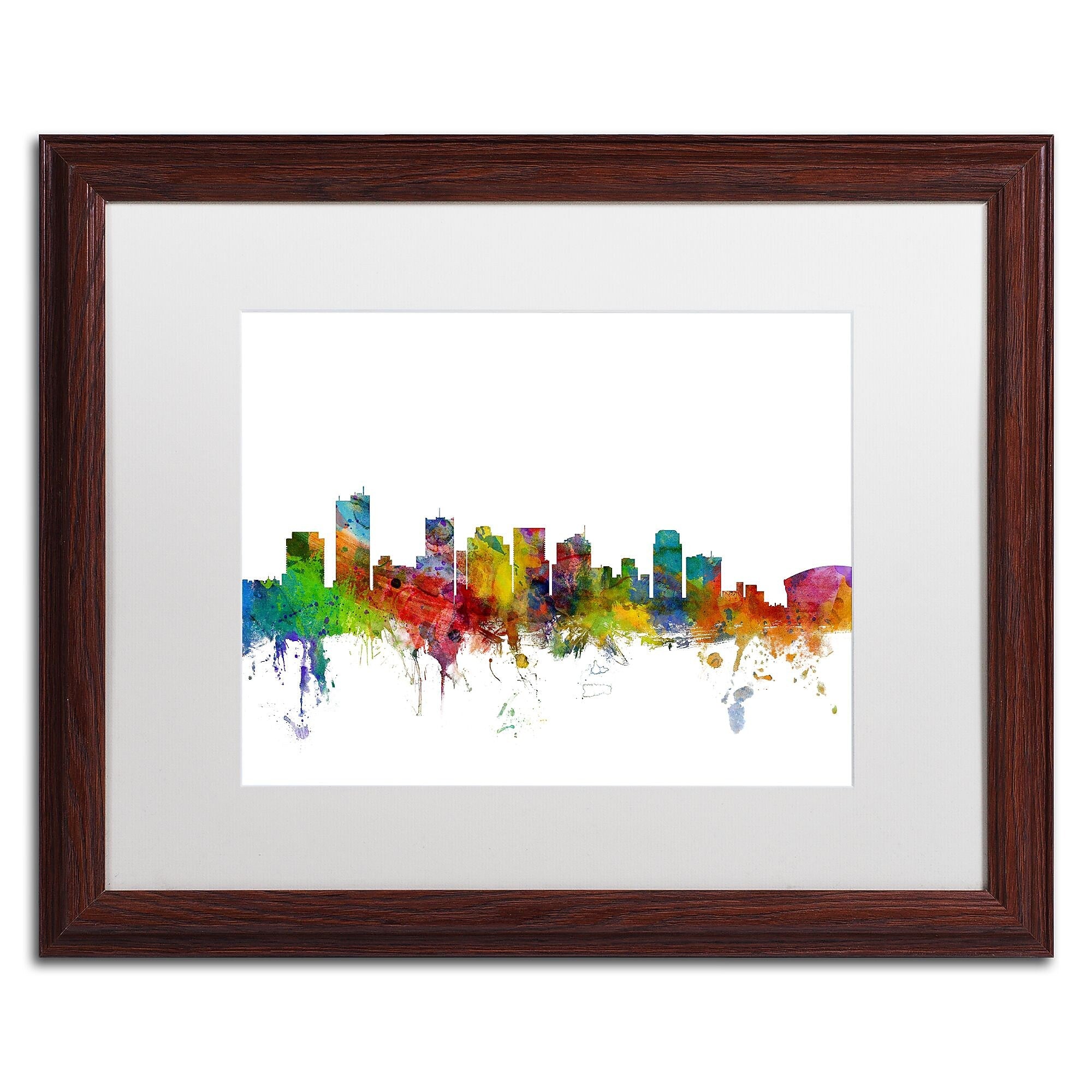 Trademark Fine Art ''Phoenix Arizona Skyline'' by Michael Tompsett 16" x 20" White Matted Wood Frame (MT0587-W1620MF)
