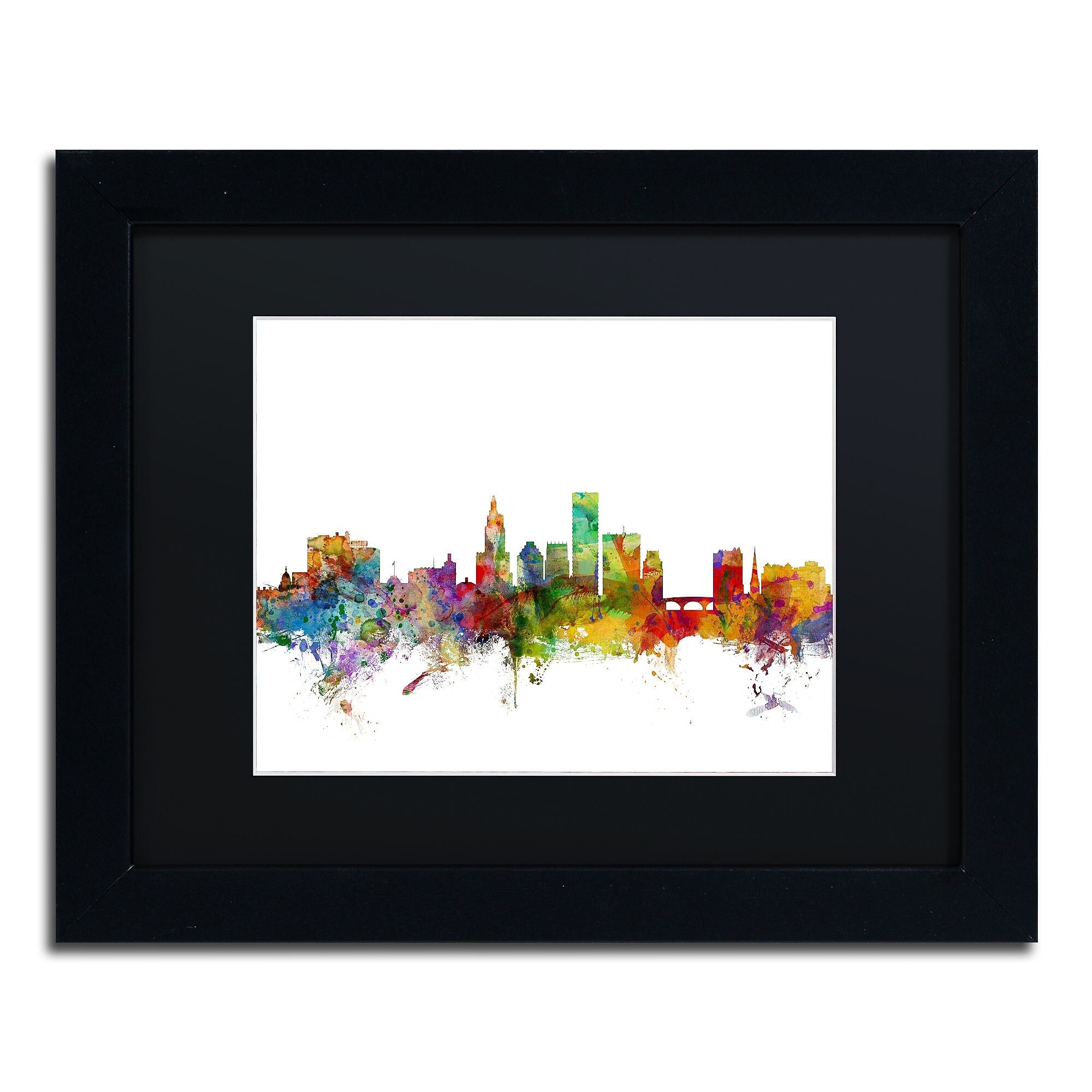 Trademark Fine Art ''Providence Rhode Island Skyline'' by Michael Tompsett 11" x 14" Black Frame (MT0588-B1114BMF)