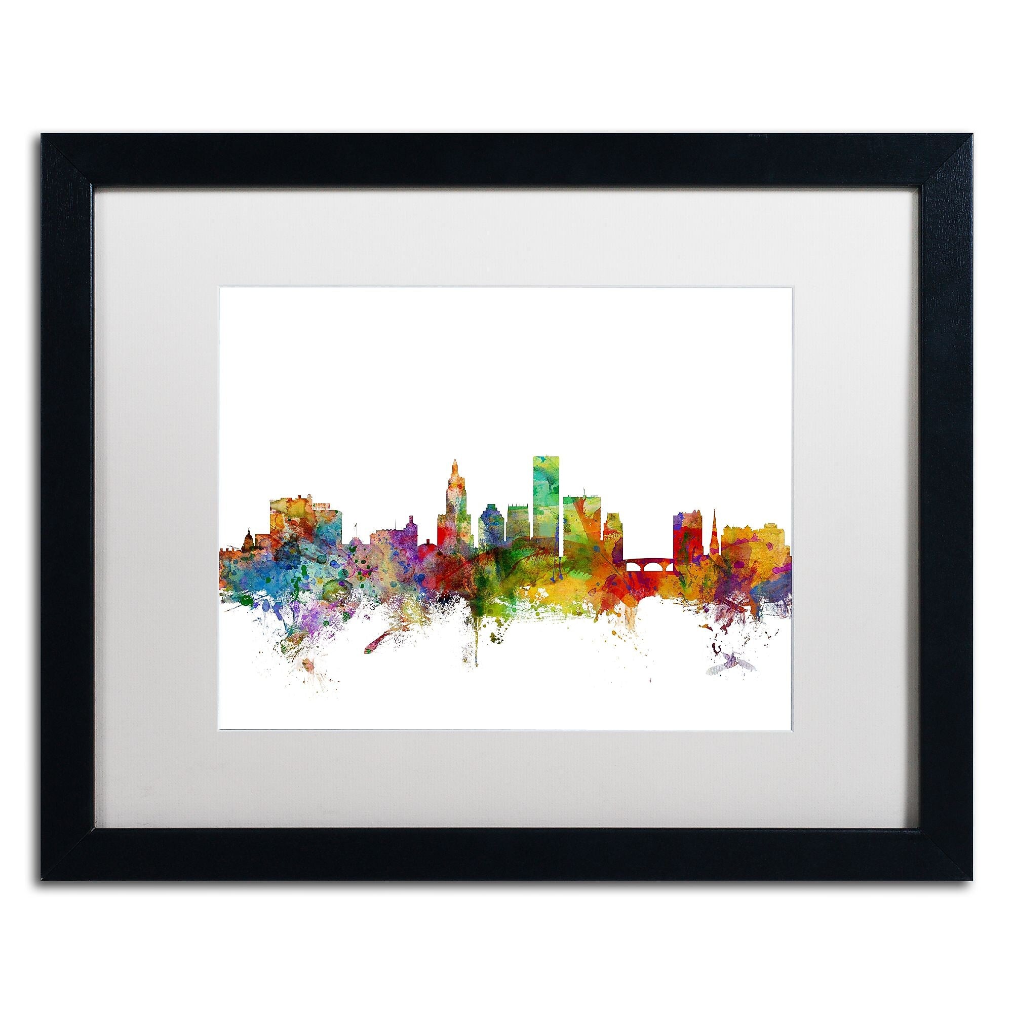 Trademark Fine Art ''Providence Rhode Island Skyline'' by Michael Tompsett 16" x 20"  Black Frame (MT0588-B1620MF)