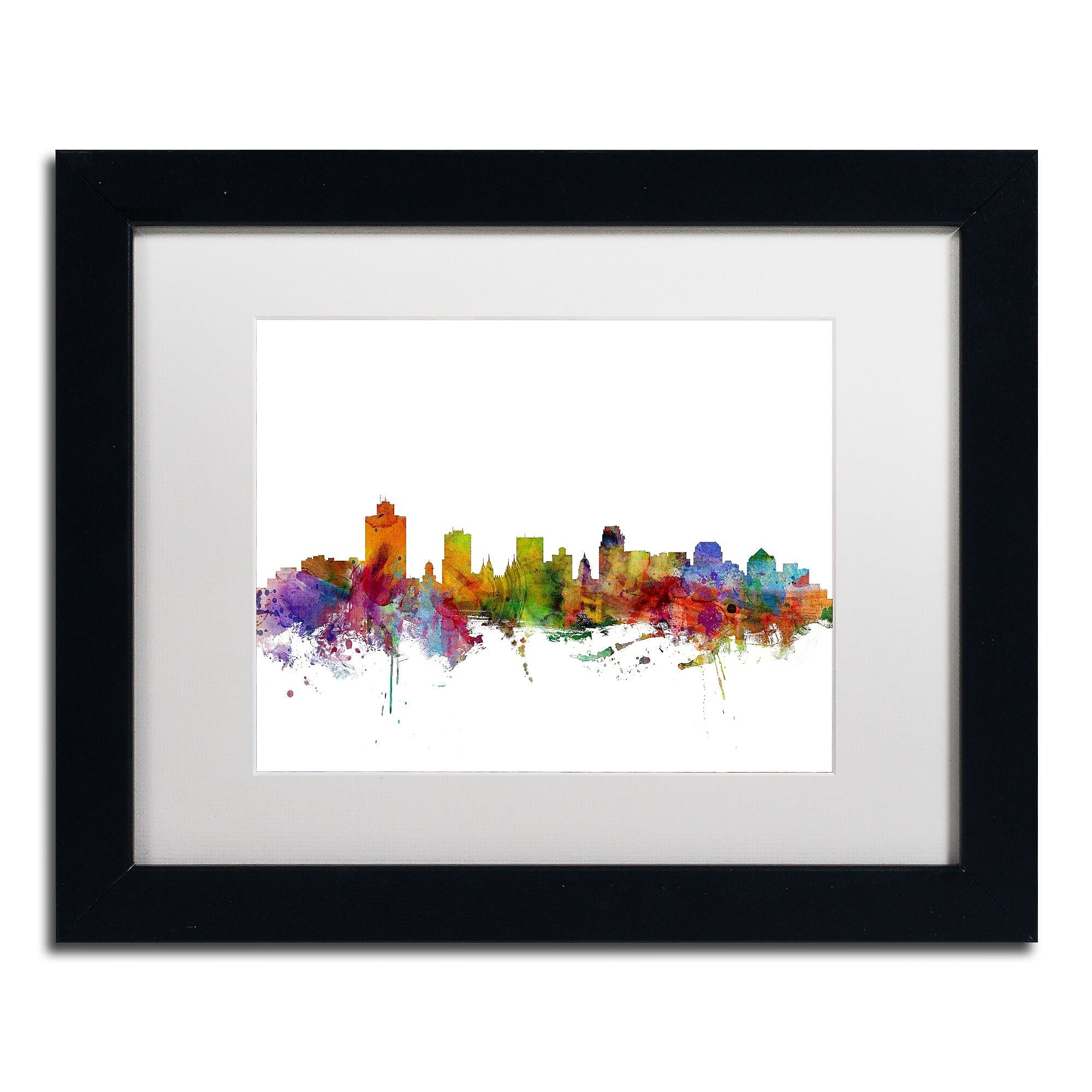 Trademark Fine Art ''Salt Lake City Skyline'' by Michael Tompsett 11" x 14" White Matted Black Frame (MT0589-B1114MF)