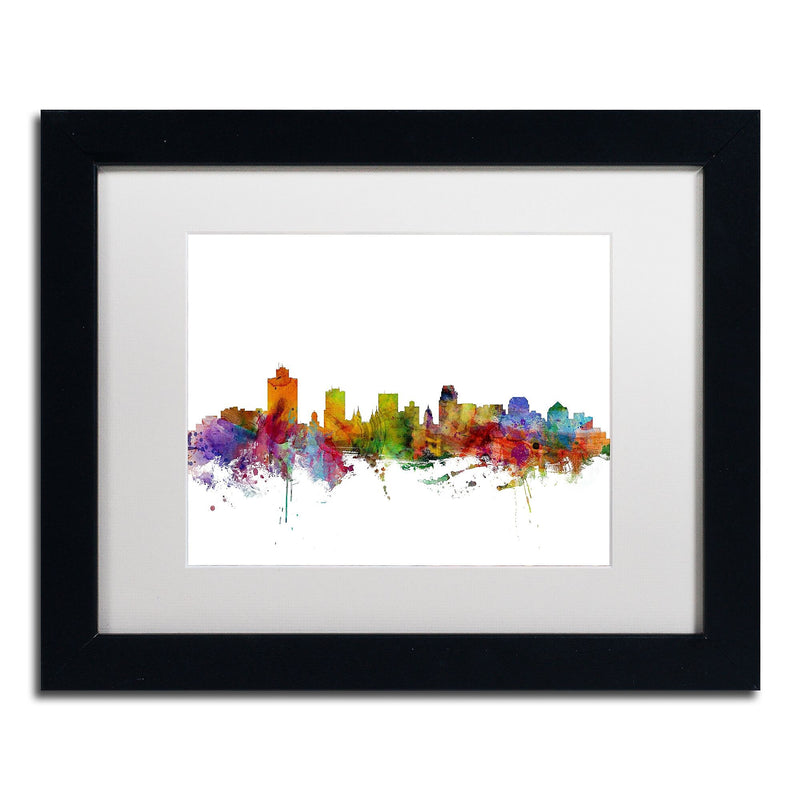 Trademark Fine Art ''Salt Lake City Skyline'' by Michael Tompsett 11" x 14" White Matted Black Frame (MT0589-B1114MF)