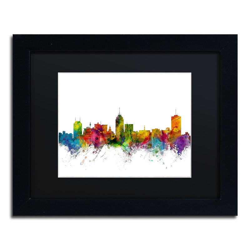Trademark Fine Art ''Fresno California Skyline'' by Michael Tompsett 11" x 14" Black Matted Black Frame (MT0591-B1114BMF)