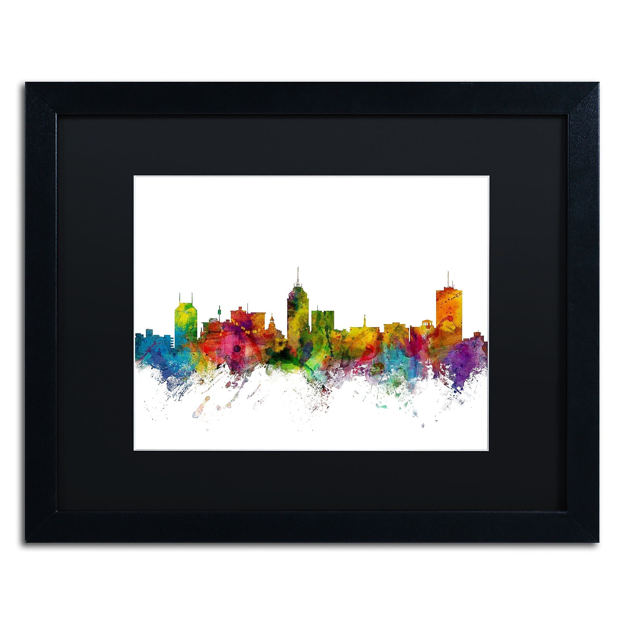 Trademark Fine Art ''Fresno California Skyline'' by Michael Tompsett 16" x 20" Black Frame (MT0591-B1620BMF)