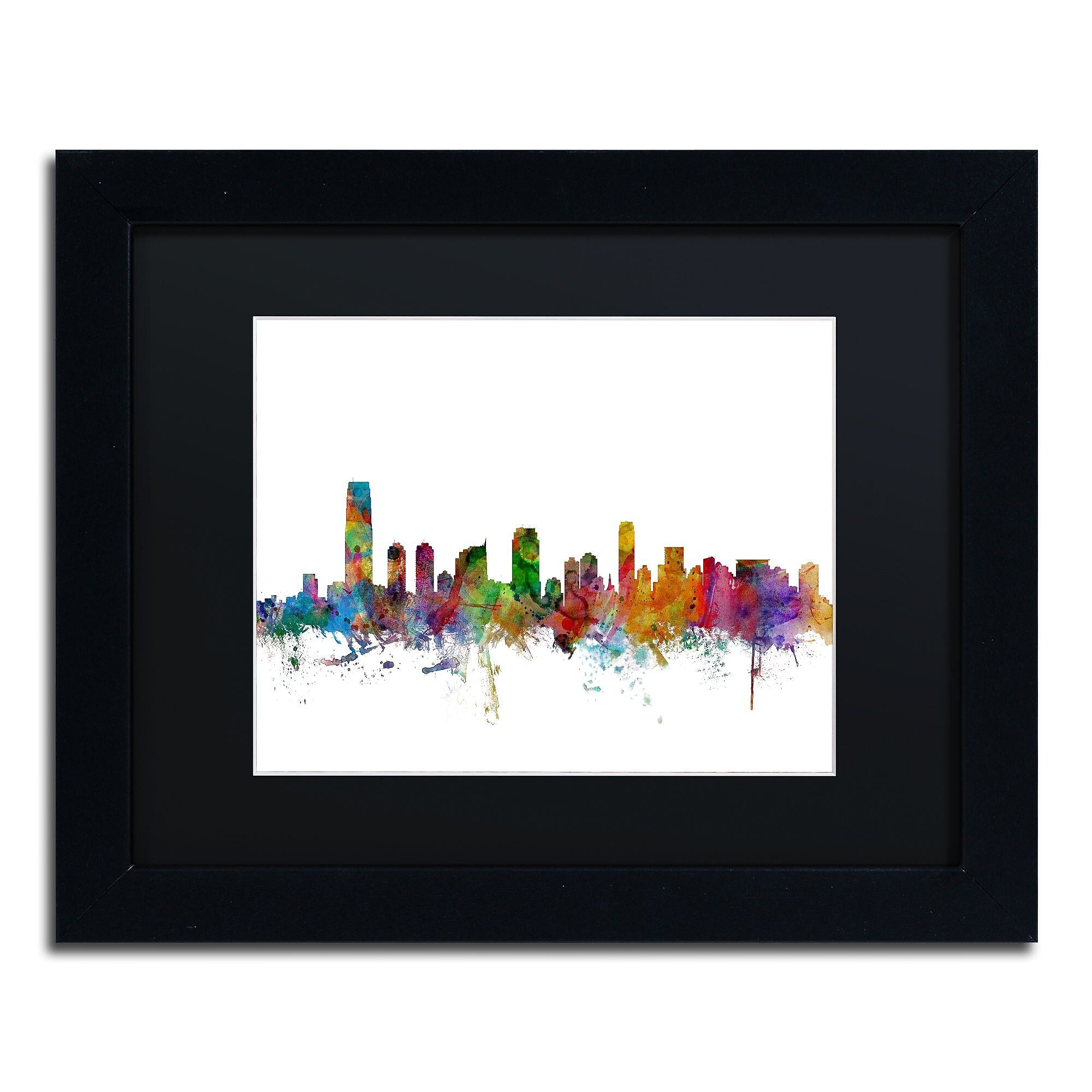 Trademark Fine Art ''Jersey City New Jersey Skyline'' by Michael Tompsett 11" x 14" Black Frame (MT0594-B1114BMF)