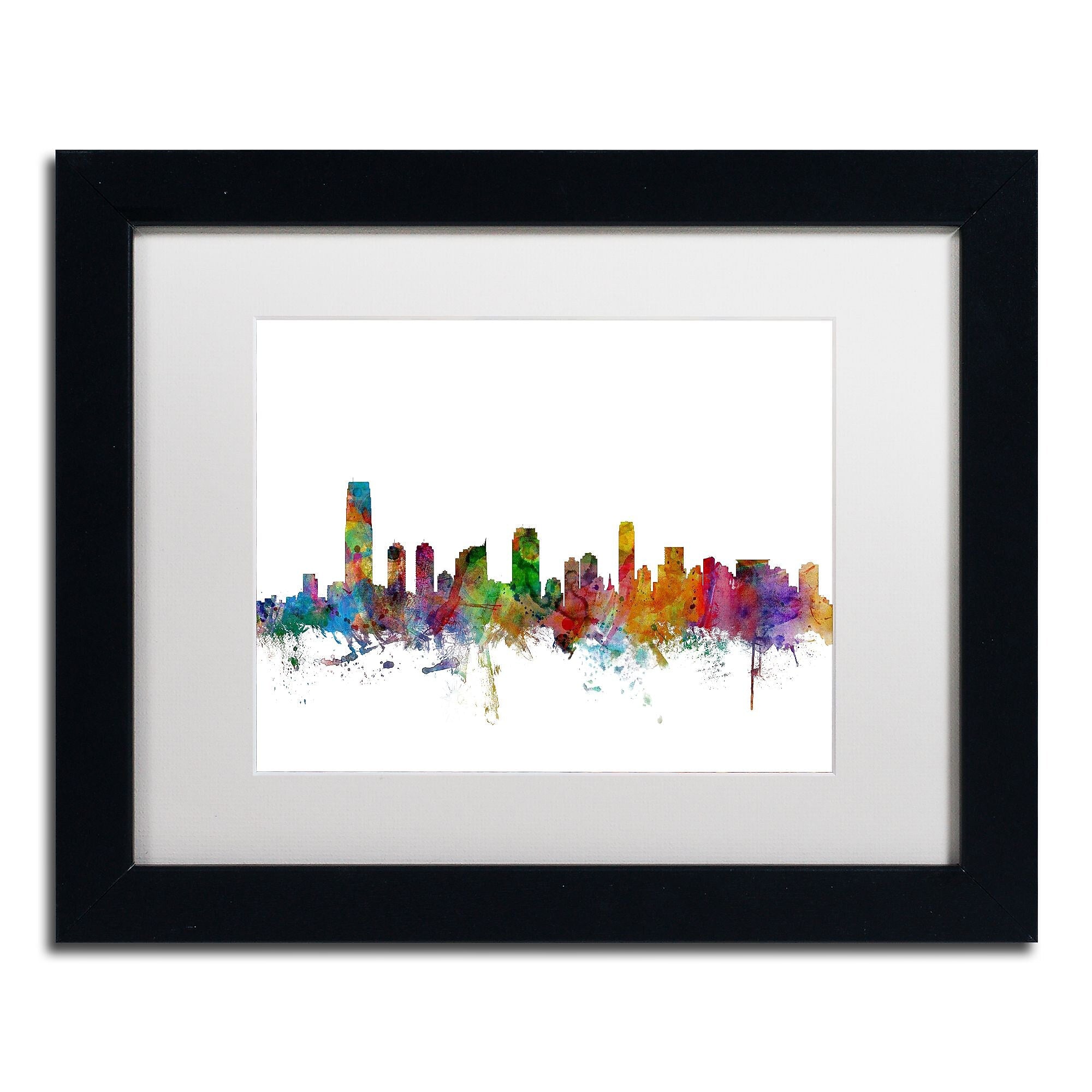 Trademark Fine Art ''Jersey City New Jersey Skyline'' by Michael Tompsett 11" x 14" Black Frame (MT0594-B1114MF)