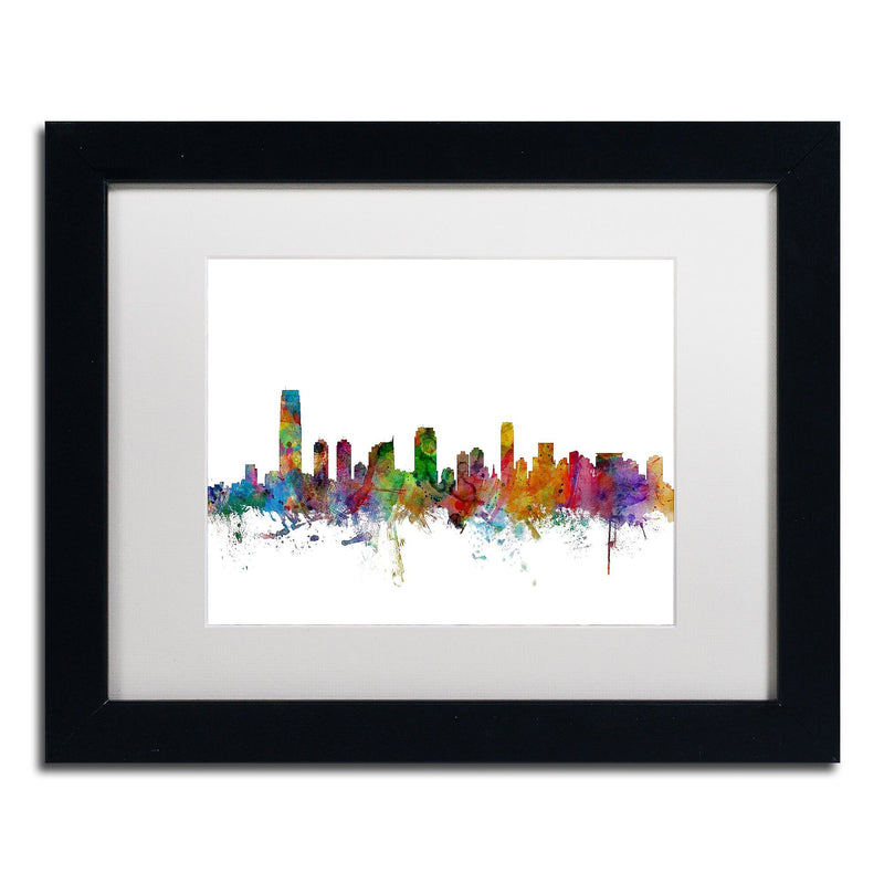 Trademark Fine Art ''Jersey City New Jersey Skyline'' by Michael Tompsett 11" x 14" Black Frame (MT0594-B1114MF)