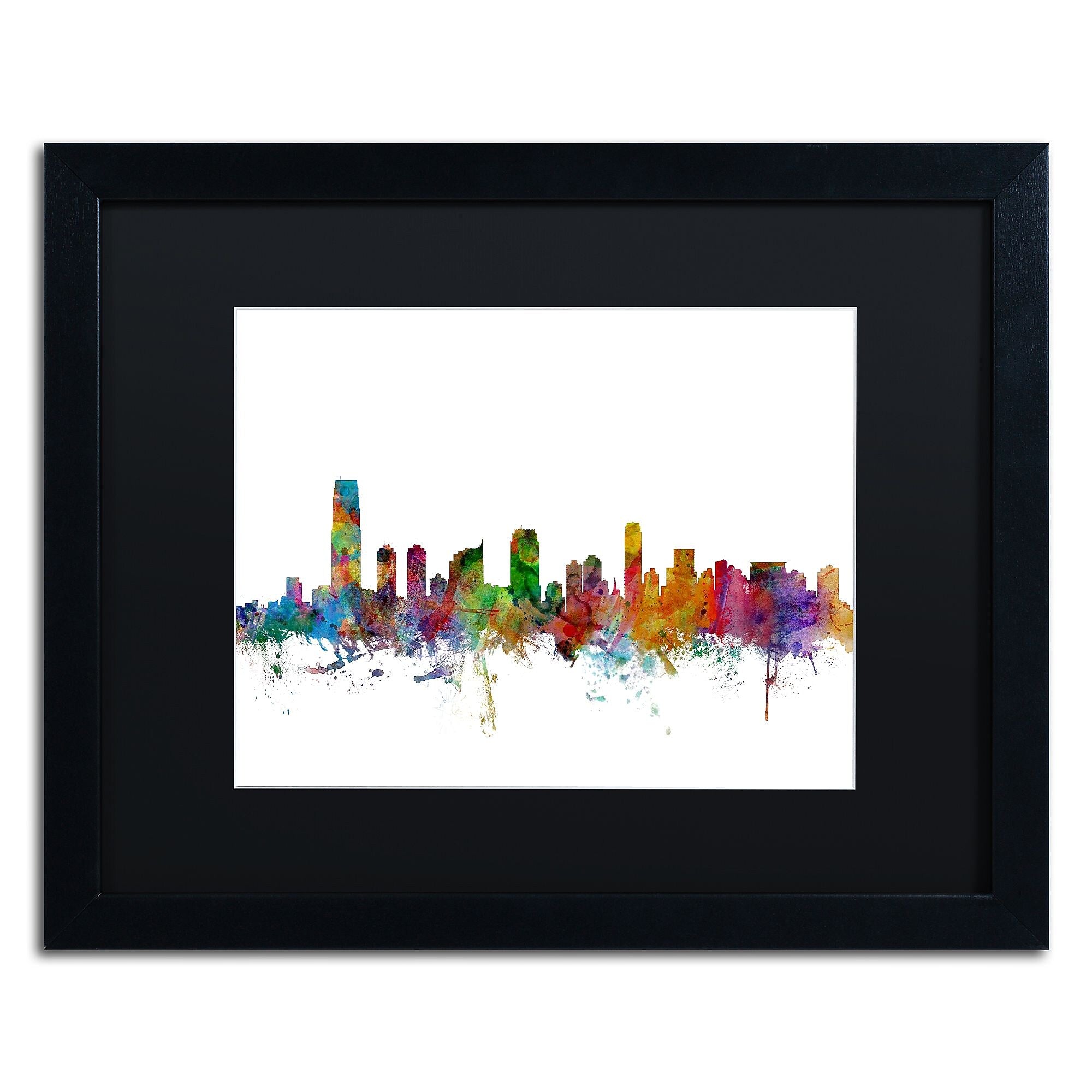 Trademark Fine Art ''Jersey City New Jersey Skyline'' by Michael Tompsett 16" x 20" Black Frame (MT0594-B1620BMF)