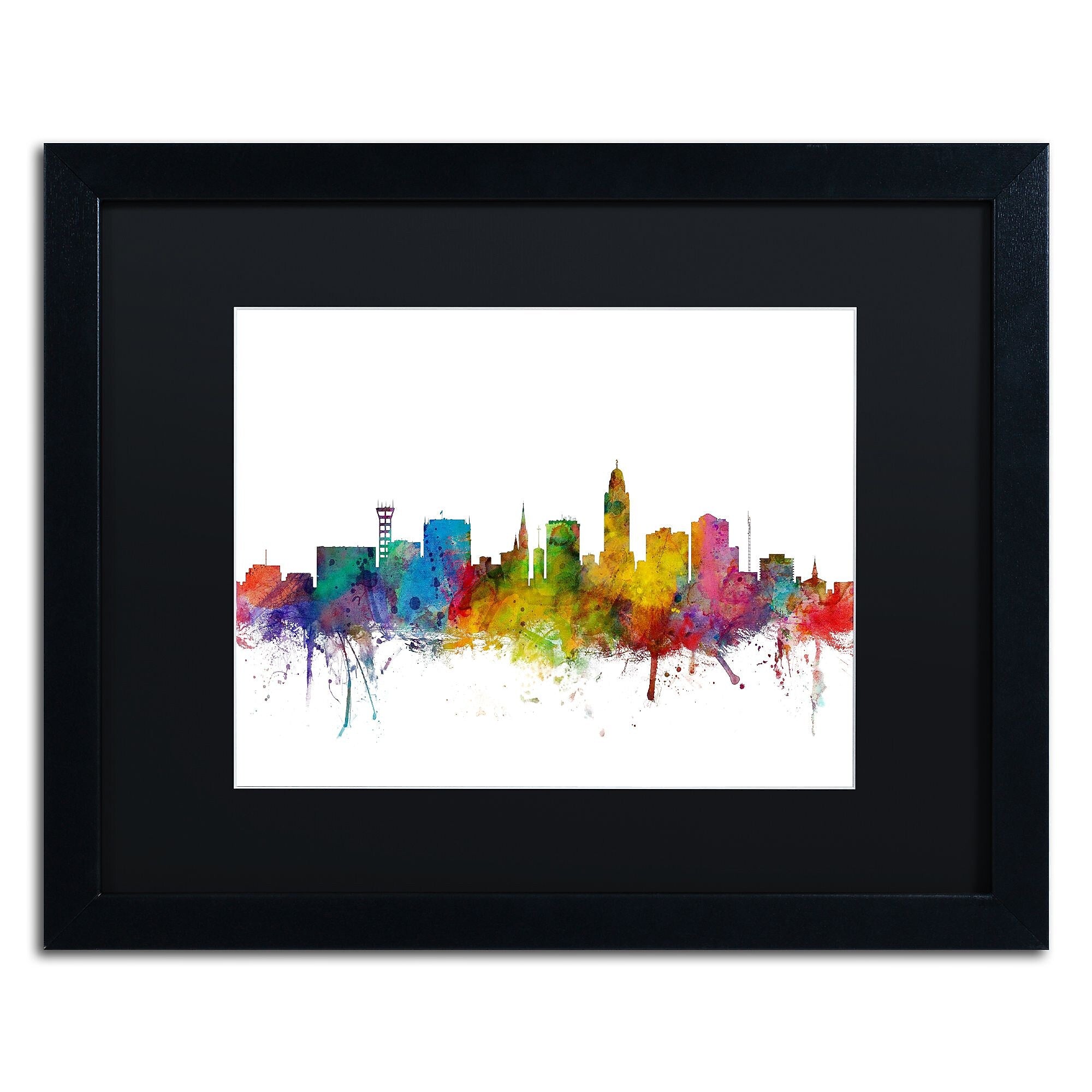 Trademark Fine Art ''Lincoln Nebraska Skyline'' by Michael Tompsett 16" x 20"  Black Frame (MT0595-B1620BMF)