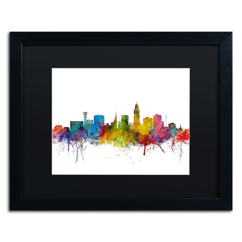 Trademark Fine Art ''Lincoln Nebraska Skyline'' by Michael Tompsett 16" x 20"  Black Frame (MT0595-B1620BMF)