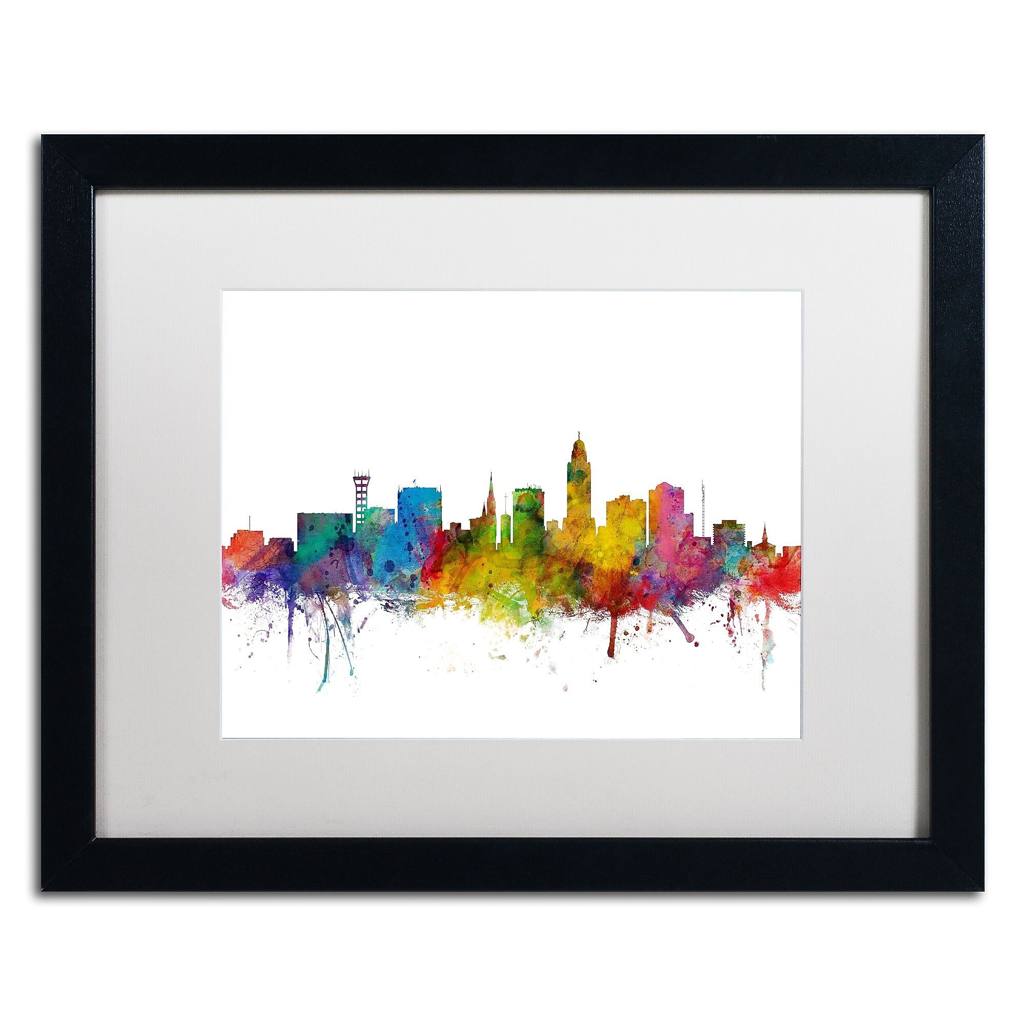 Trademark Fine Art ''Lincoln Nebraska Skyline'' by Michael Tompsett 16" x 20" Black Frame (MT0595-B1620MF)