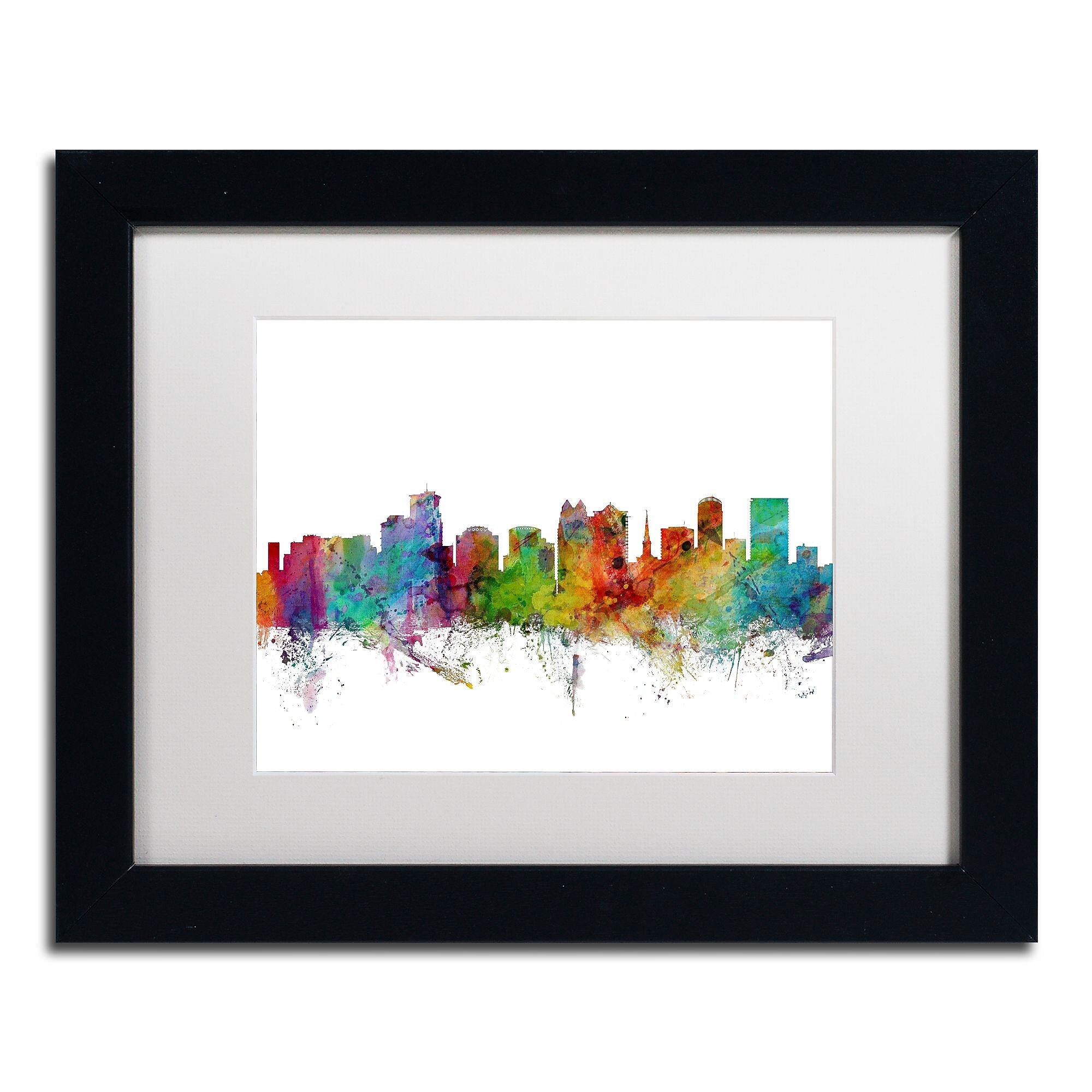 Trademark Fine Art ''Orlando Florida Skyline'' by Michael Tompsett 11" x 14" White Matted Black Frame (MT0596-B1114MF)