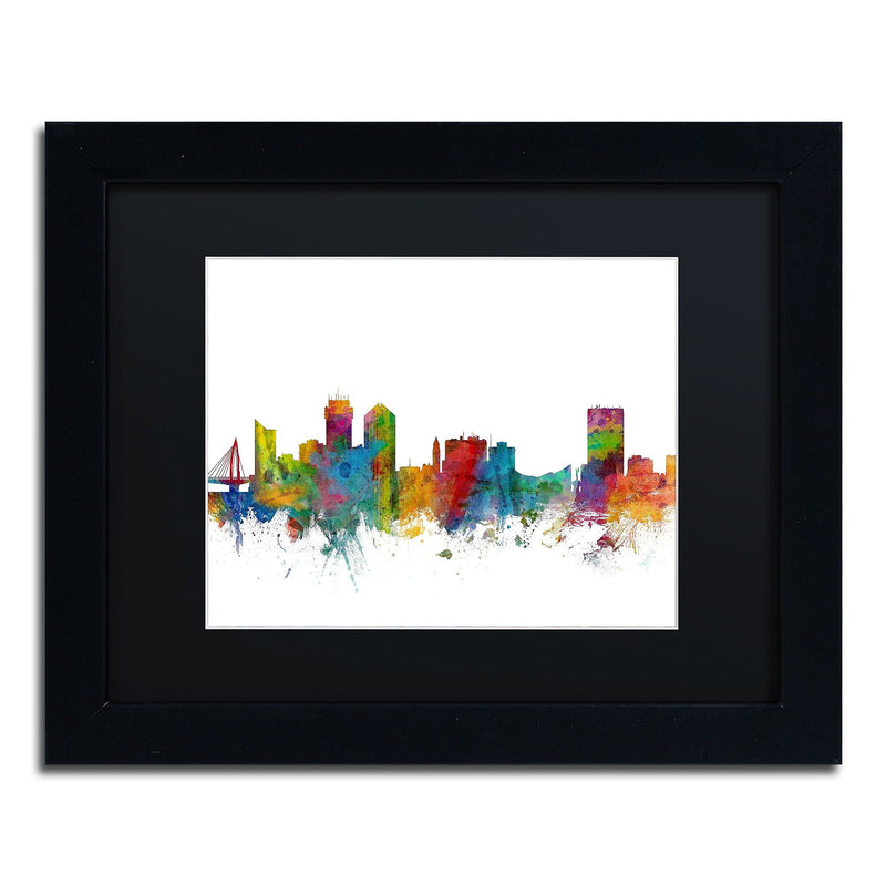 Trademark Fine Art ''Wichita Kansas Skyline'' by Michael Tompsett 11" x 14" Black Matted Black Frame (MT0597-B1114BMF)