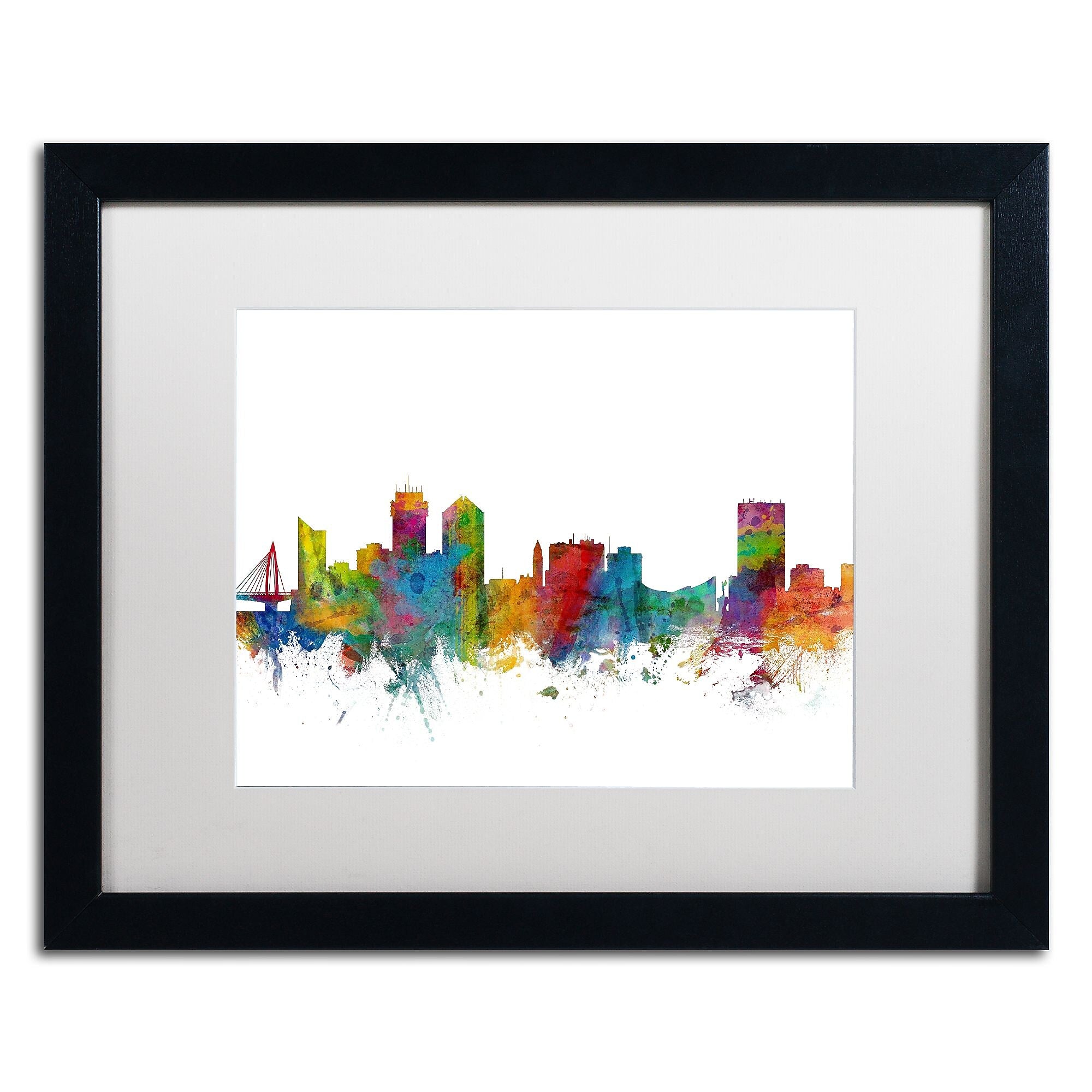 Trademark Fine Art ''Wichita Kansas Skyline'' by Michael Tompsett 16" x 20"  Black Frame (MT0597-B1620MF)