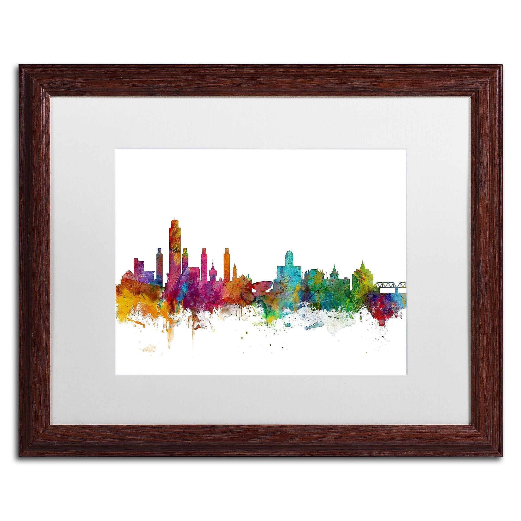 Trademark Fine Art ''Albany New York Skyline'' by Michael Tompsett 16" x 20"  Wood Frame (MT0599-W1620MF)