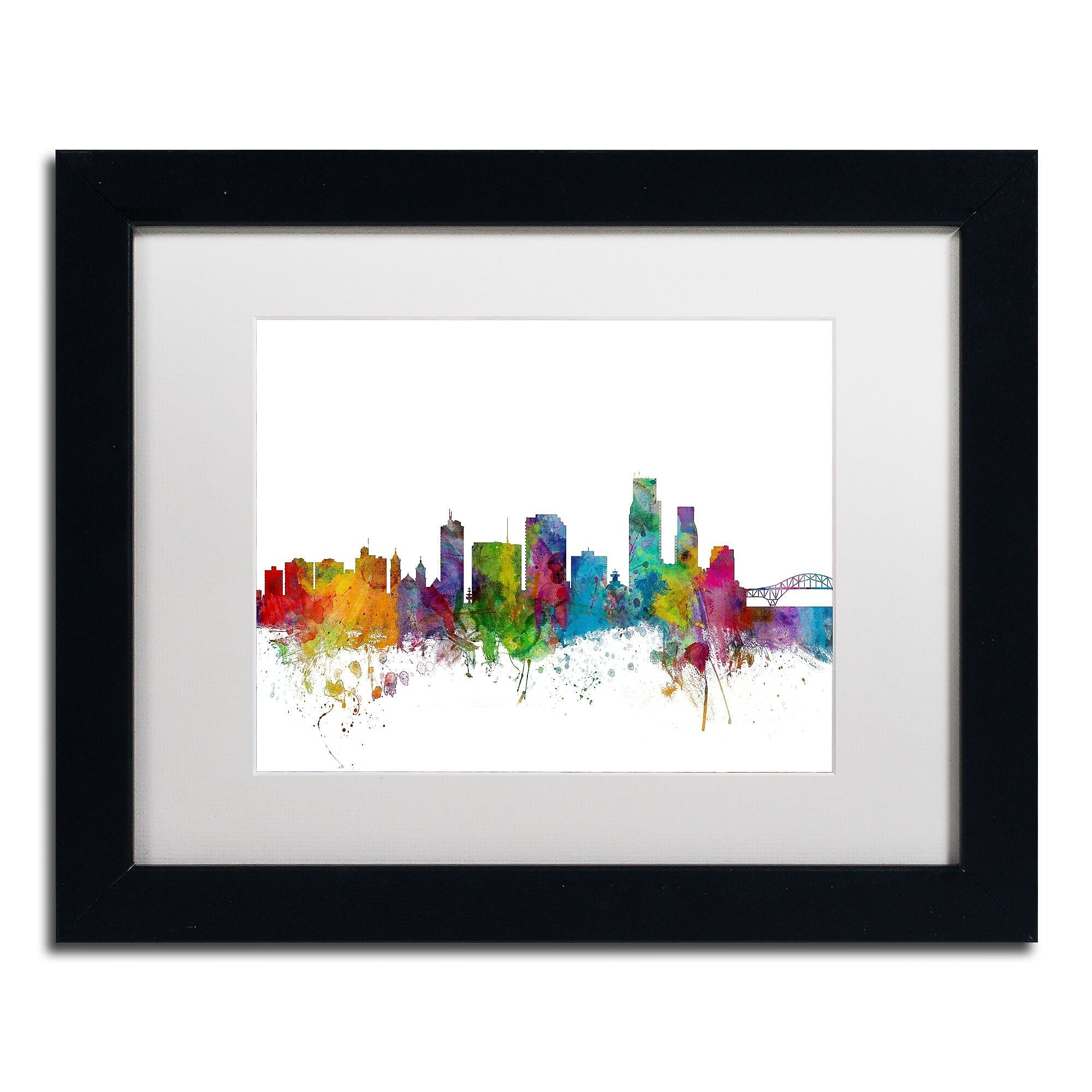 Trademark Fine Art ''Corpus Christie Texas Skyline'' by Michael Tompsett 11" x 14" White Matted Black Frame (MT0600-B1114MF)