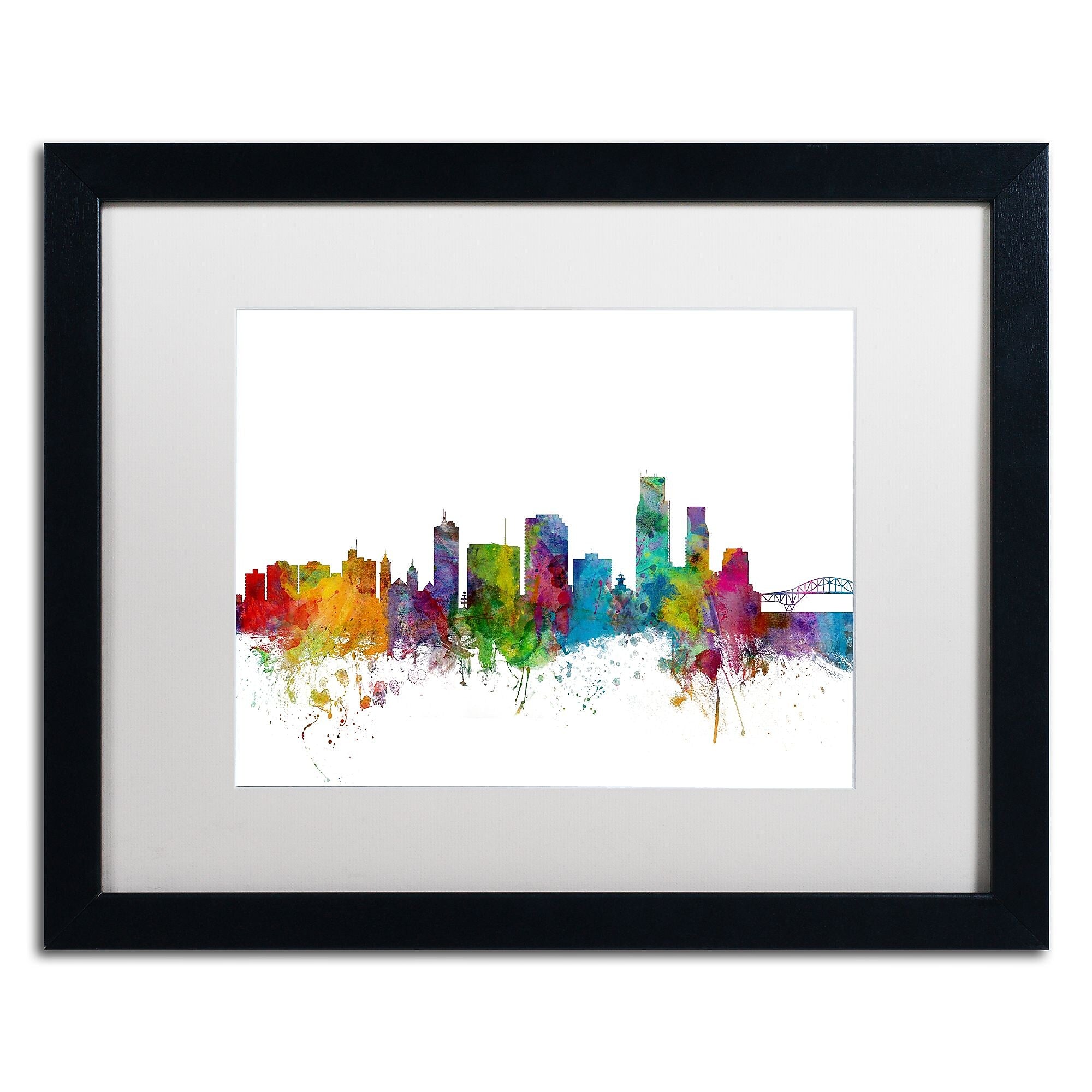 Trademark Fine Art ''Corpus Christie Texas Skyline'' by Michael Tompsett 16" x 20" Black Frame (MT0600-B1620MF)