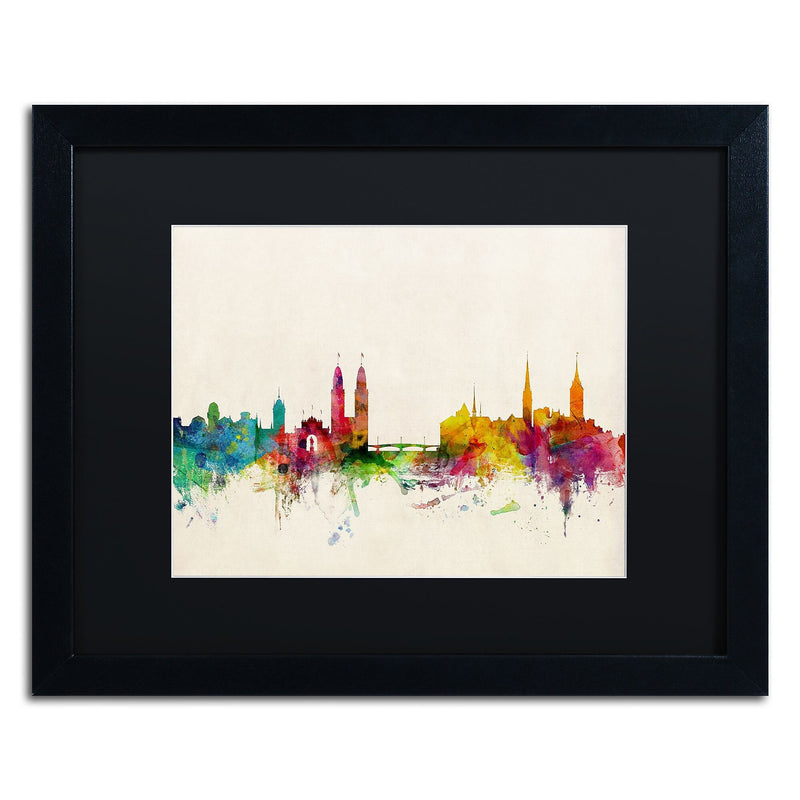 Trademark Fine Art ''Zurich Switzerland Skyline'' by Michael Tompsett 16" x 20"  Black Frame (MT0604-B1620BMF)