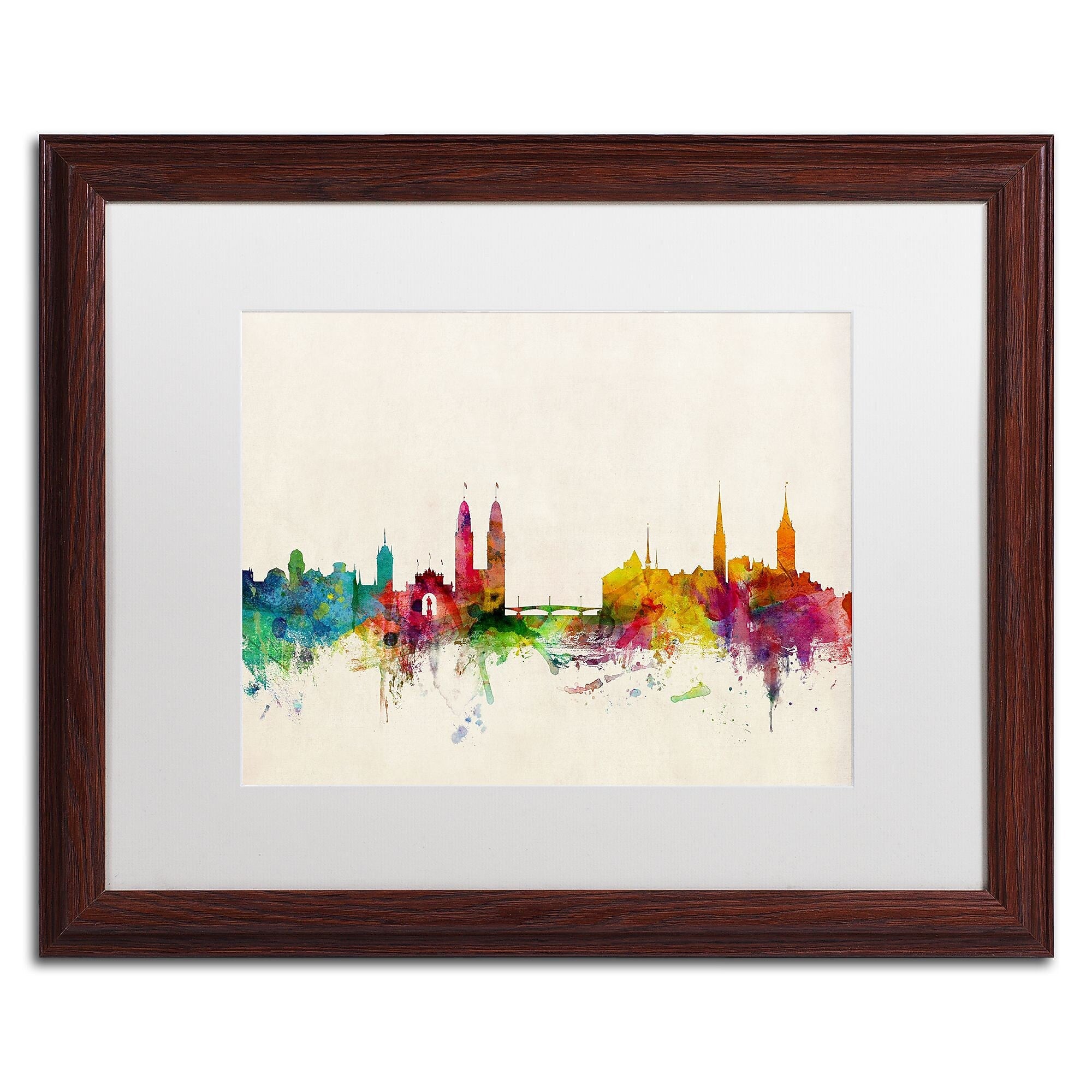 Trademark Fine Art ''Zurich Switzerland Skyline'' by Michael Tompsett 16" x 20"  Wood Frame (MT0604-W1620MF)