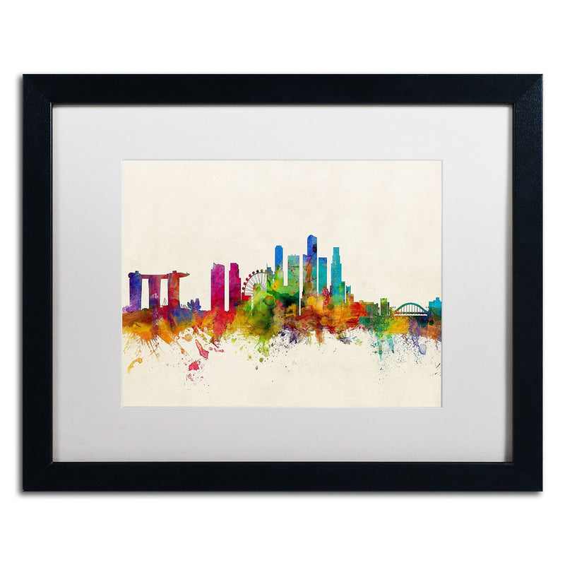 Trademark Fine Art ''Singapore Skyline'' by Michael Tompsett 16" x 20" White Matted Black Frame (MT0606-B1620MF)