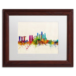 Trademark Fine Art ''Singapore Skyline'' by Michael Tompsett 11" x 14" White Matted Wood Frame (MT0606-W1114MF)