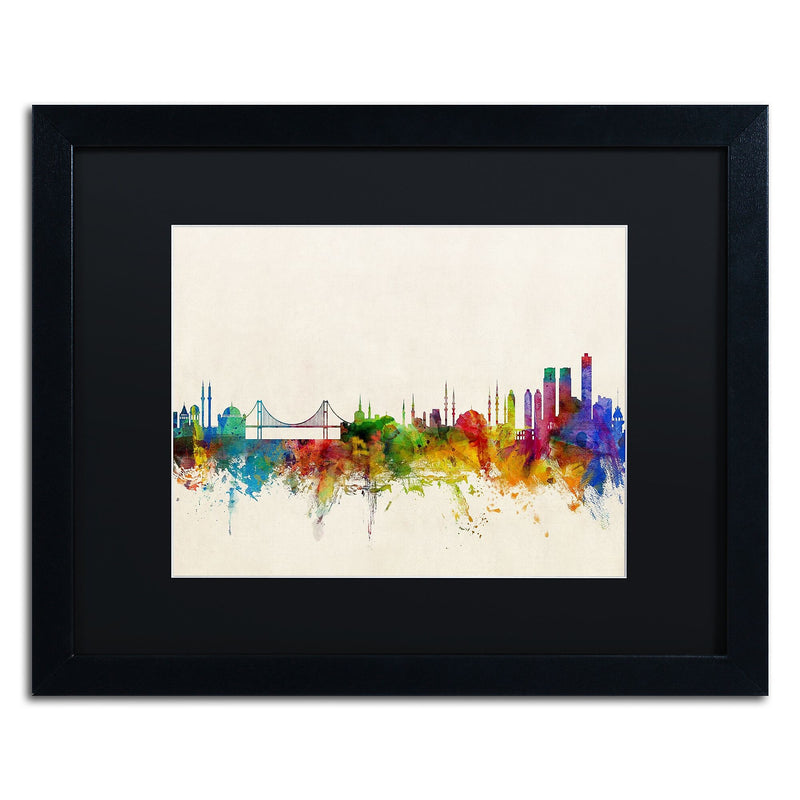 Trademark Fine Art ''Istanbul Turkey Skyline'' by Michael Tompsett 16" x 20" Black Matted Black Frame (MT0607-B1620BMF)