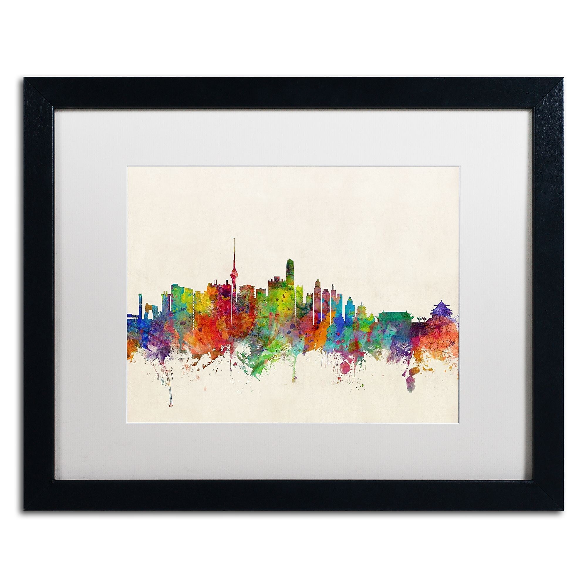 Trademark Fine Art ''Beijing China Skyline'' by Michael Tompsett 16" x 20" White Matted Black Frame (MT0608-B1620MF)