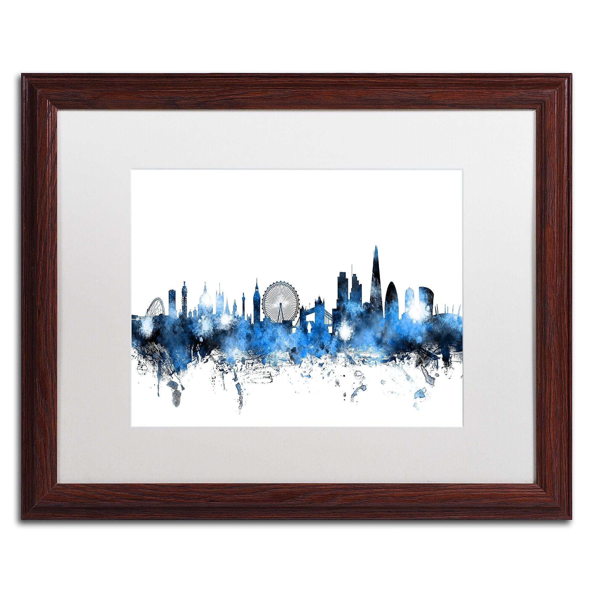 Trademark Fine Art ''London England Skyline'' by Michael Tompsett 16" x 20" White Matted Wood Frame (MT0613-W1620MF)