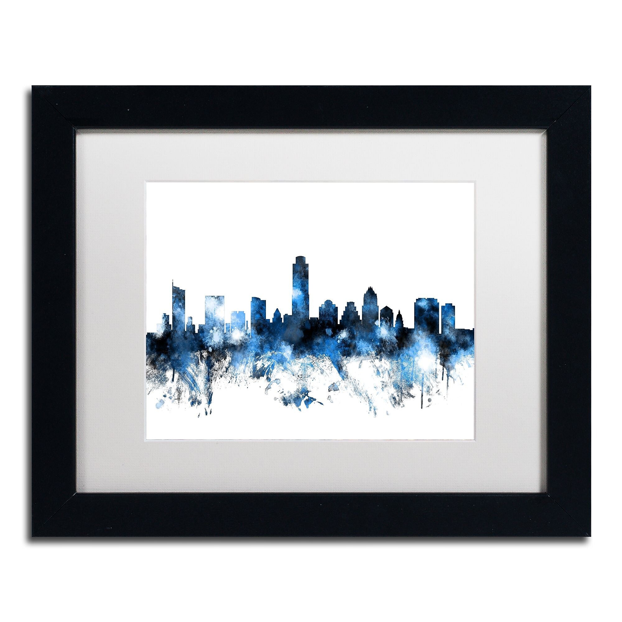 Trademark Fine Art ''Austin Texas Skyline II'' by Michael Tompsett 11" x 14" White Matted Black Frame (MT0614-B1114MF)