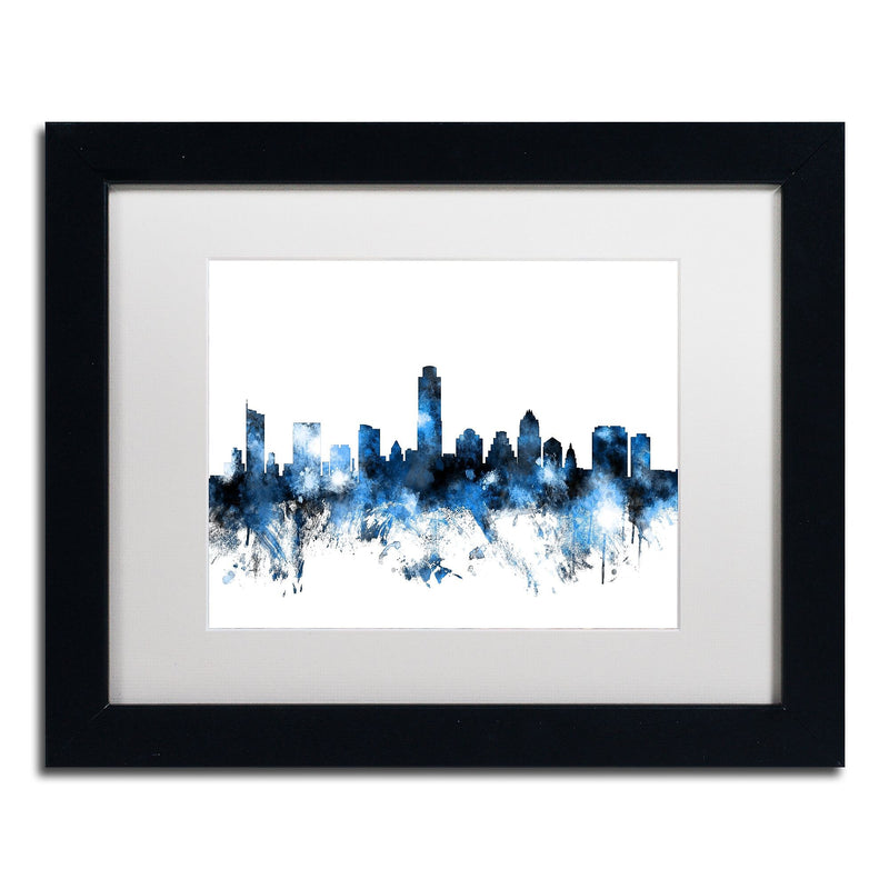 Trademark Fine Art ''Austin Texas Skyline II'' by Michael Tompsett 11" x 14" White Matted Black Frame (MT0614-B1114MF)