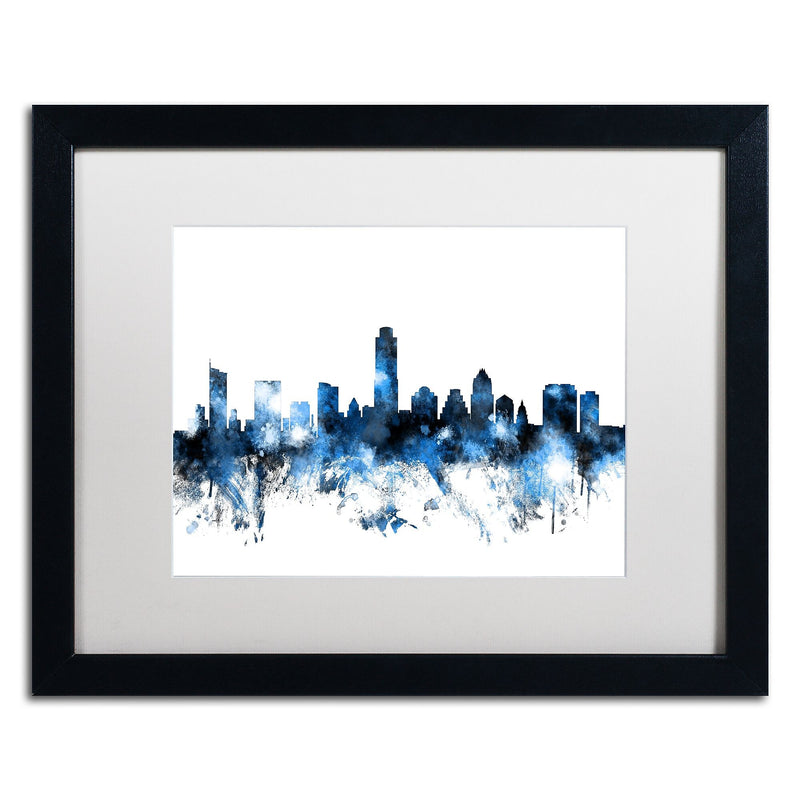 Trademark Fine Art ''Austin Texas Skyline II'' by Michael Tompsett 16" x 20" White Matted Black Frame (MT0614-B1620MF)
