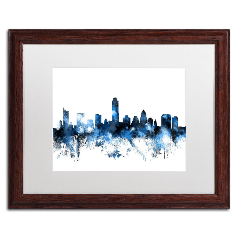 Trademark Fine Art ''Austin Texas Skyline II'' by Michael Tompsett 16" x 20" White Matted Wood Frame (MT0614-W1620MF)