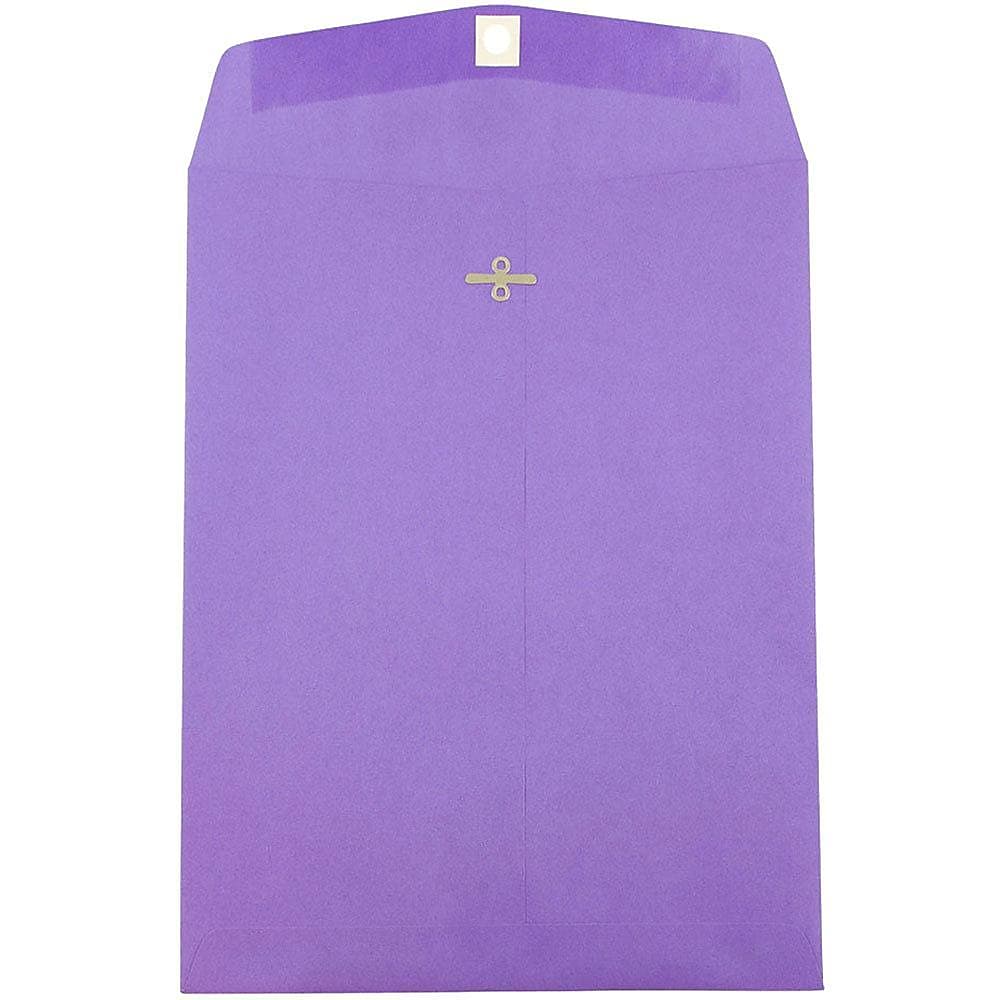 JAM Paper 9" x 12" Open End Catalog Colored Envelopes with Clasp Closure, Violet Purple Recycled, 10/Pack (900906767B)