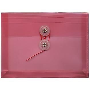 JAM Paper® Plastic Envelopes with Button and String Tie Closure, Index Booklet, 5.5 x 7.5, Pink, 12/Pack (920B1PI)