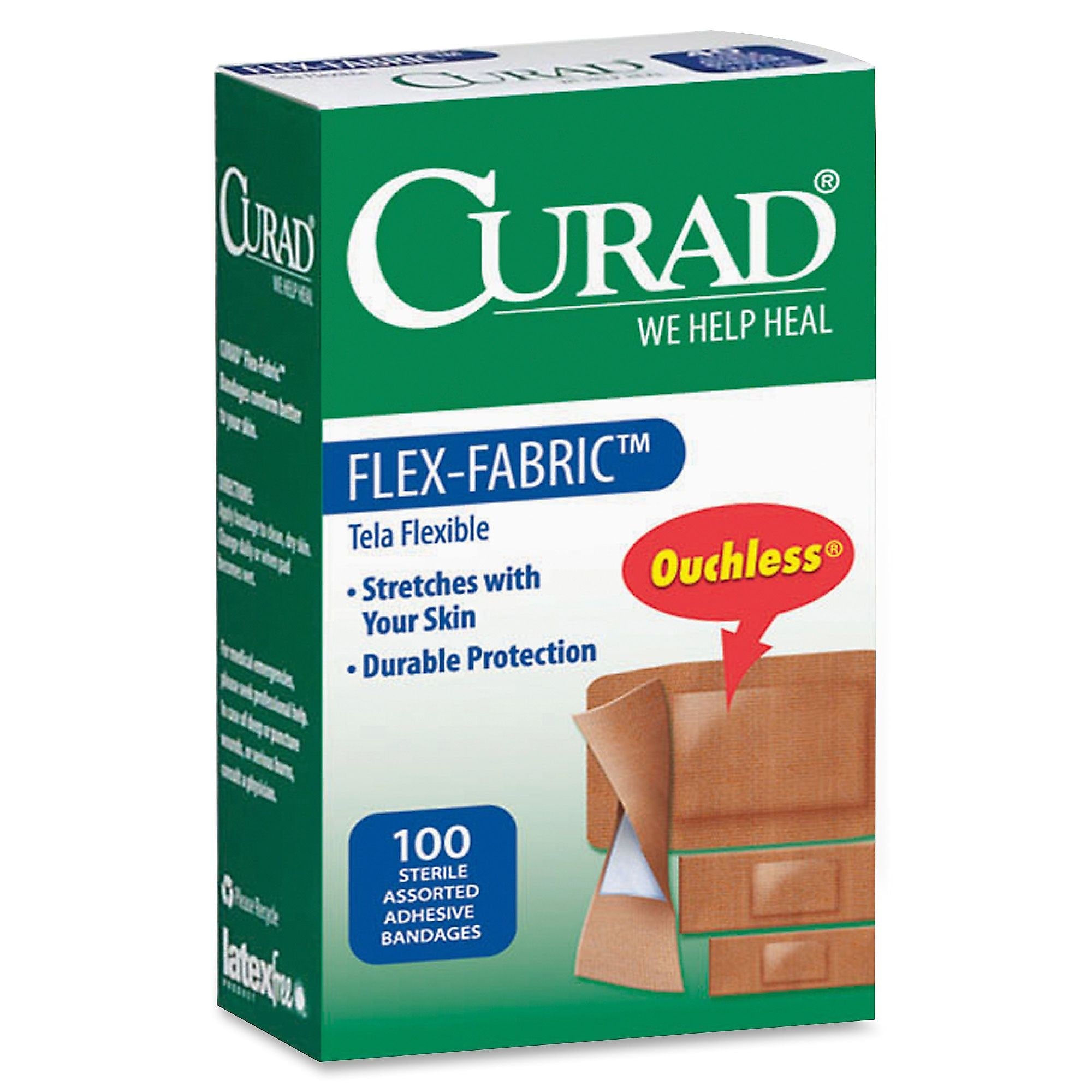 Curad Flex-Fabric Bandages, 100/BX, Tan, Fabric