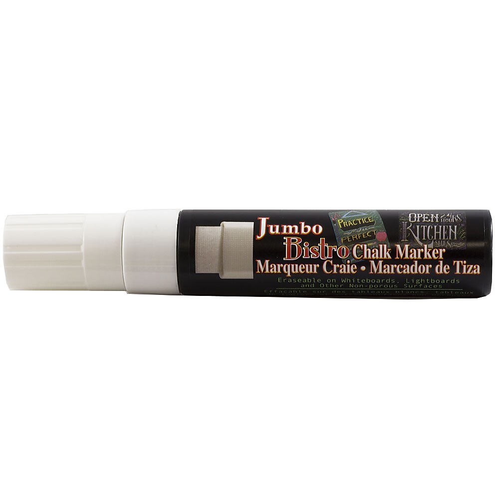 Marvy Uchida Bistro Chalk Markers, Jumbo Chisel Tip, White Ink (526481WH)
