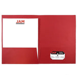 JAM Paper 2-Pocket Textured Linen Business Folders, Red, 25/Pack (386LREA)