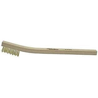 Weiler® Small Hand Scratch Brushes, 8 3/4" Block, Brass Bristles, Curved Handle