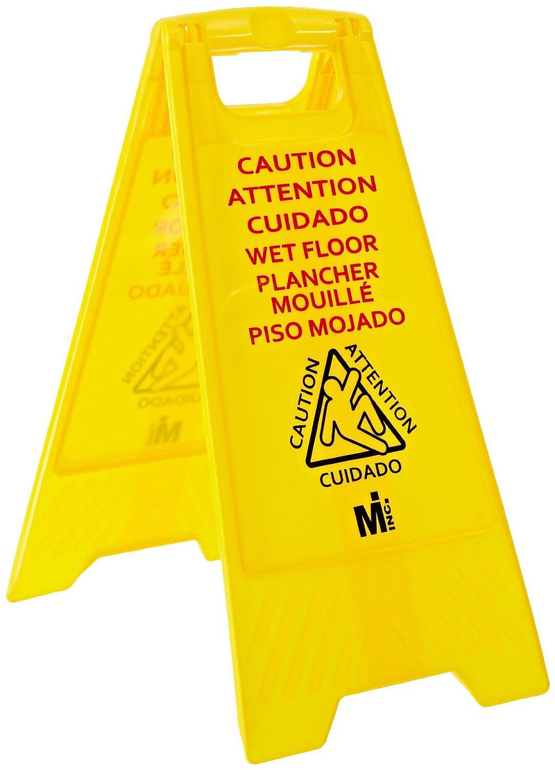 Mutual Industries "Caution Wet Floor" Industrial Floor Sign, Yellow